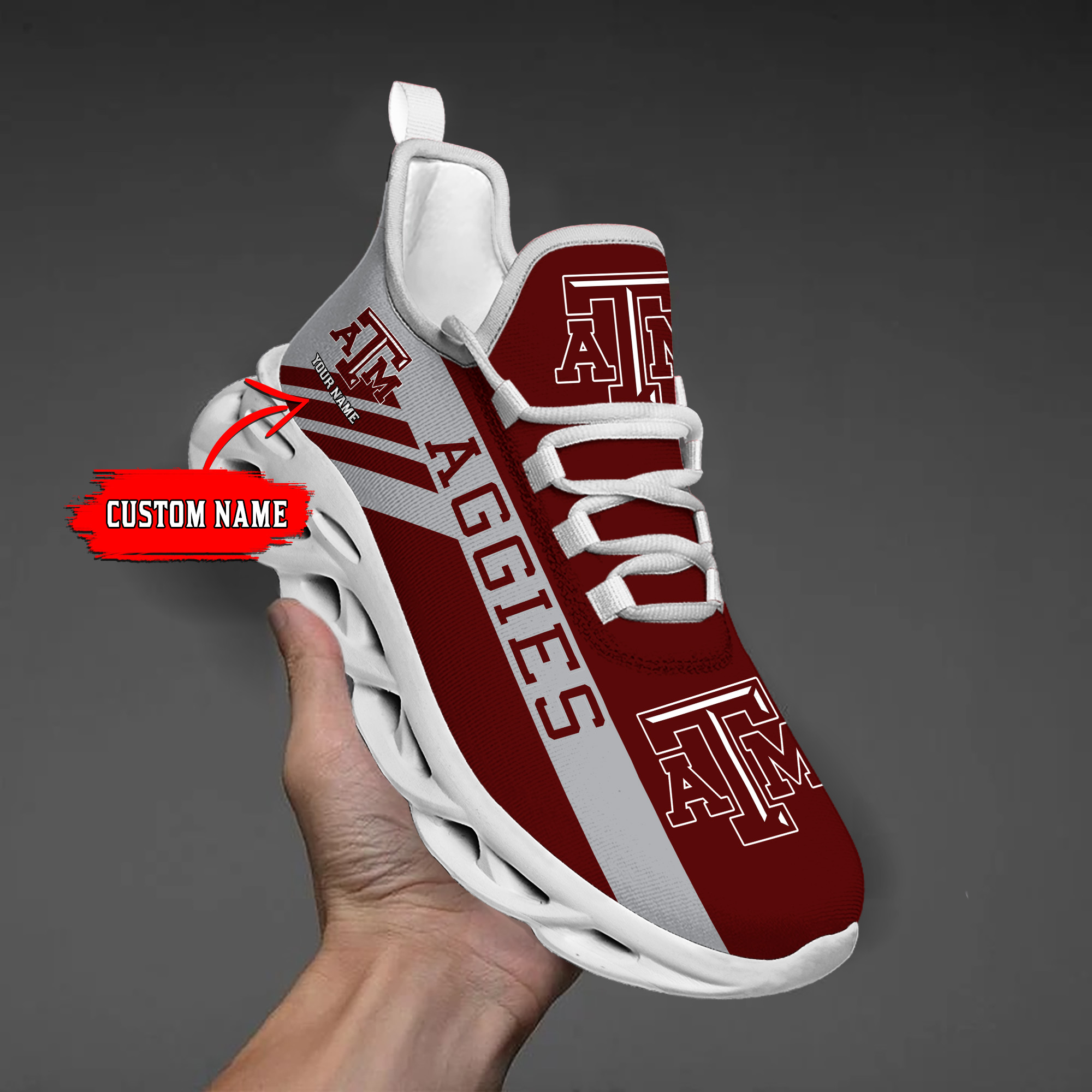 Texas AM Aggies Custom Name PERSONALIZED MAX SOUL SHOES DS004 - Famjoys Texas AM Aggies Custom Name PERSONALIZED MAX SOUL SHOES DS004 - Famjoys