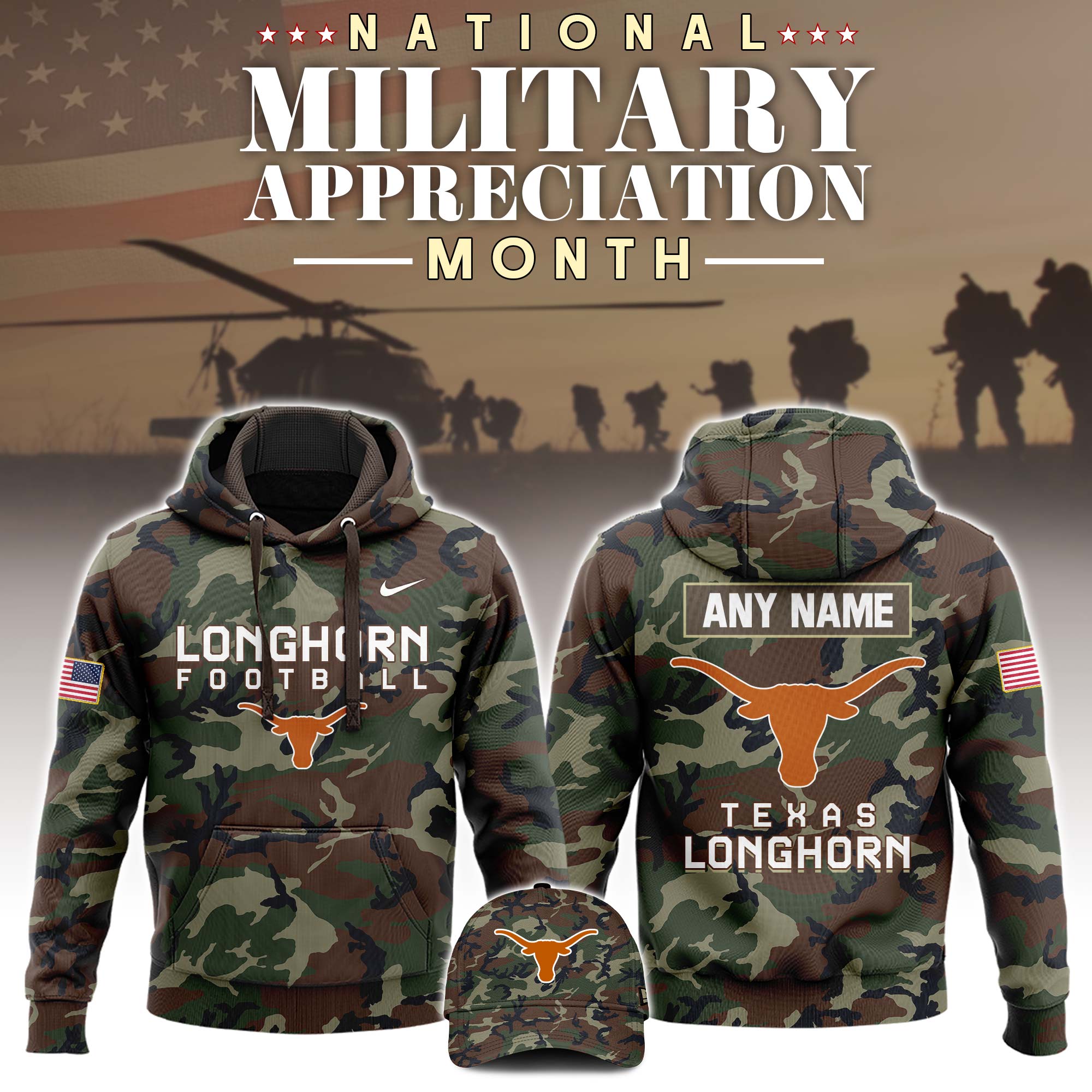 Texas Football Military Appreciation Club Hoodie - Famjoys Texas Football Military Appreciation Club Hoodie - Famjoys