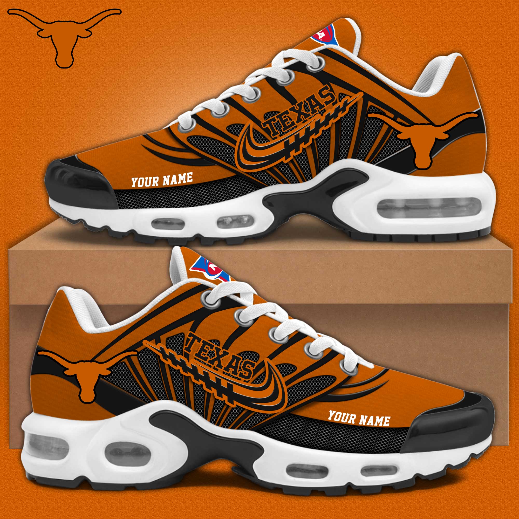 Texas Football Personalized Air Max Plus Sneakers - Famjoys Texas Football Personalized Air Max Plus Sneakers - Famjoys