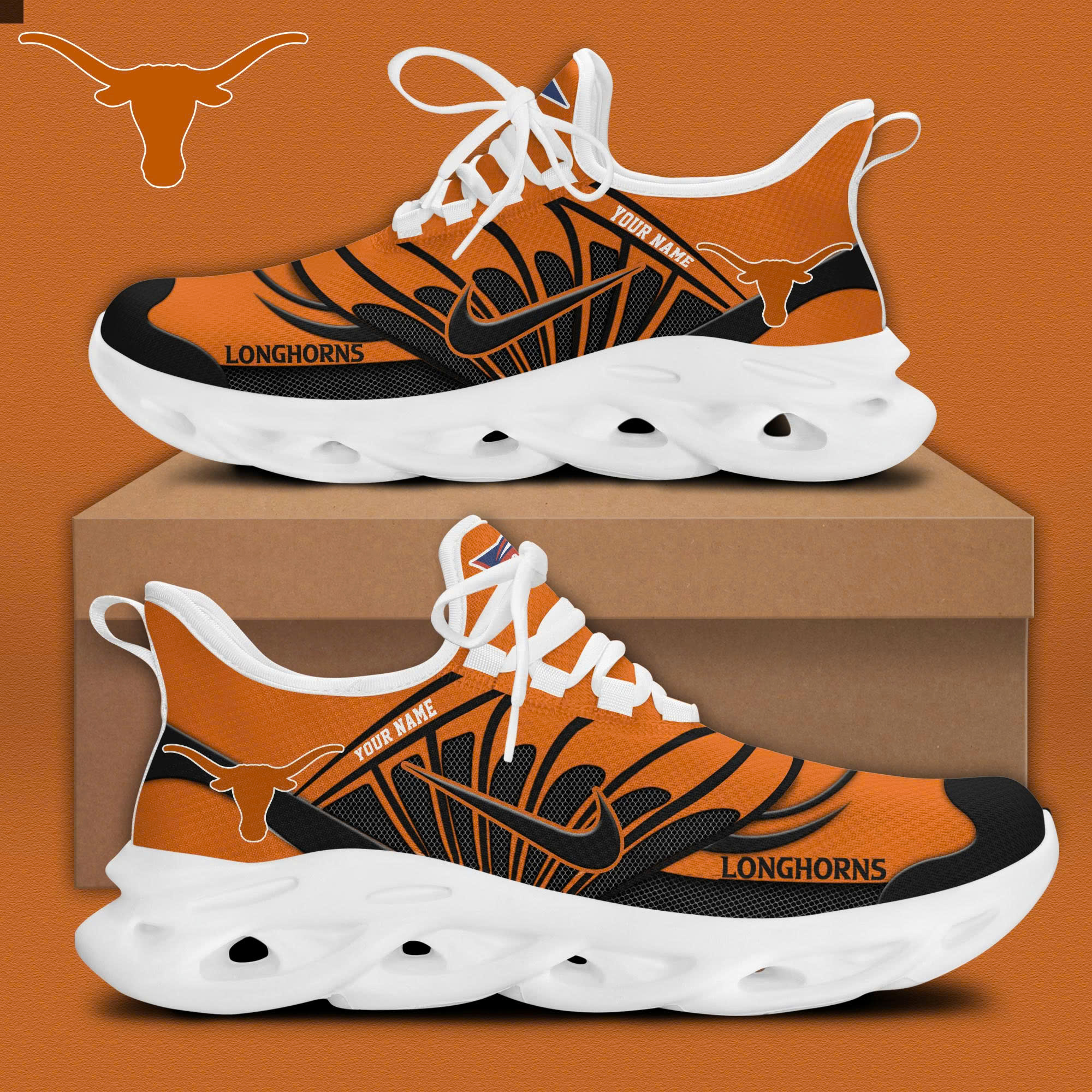Texas Football Personalized Max Soul Shoes - Famjoys Texas Football Personalized Max Soul Shoes - Famjoys