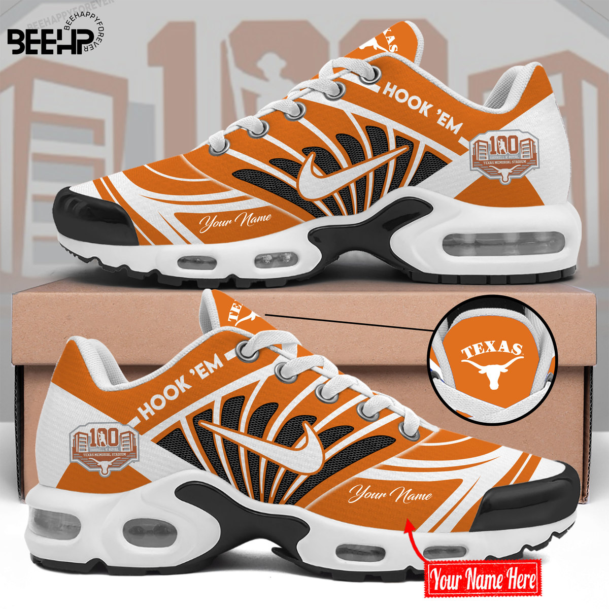 Texas Longhorn 100 Years Memorial Stadium New Shoes - Famjoys Texas Longhorn 100 Years Memorial Stadium New Shoes - Famjoys