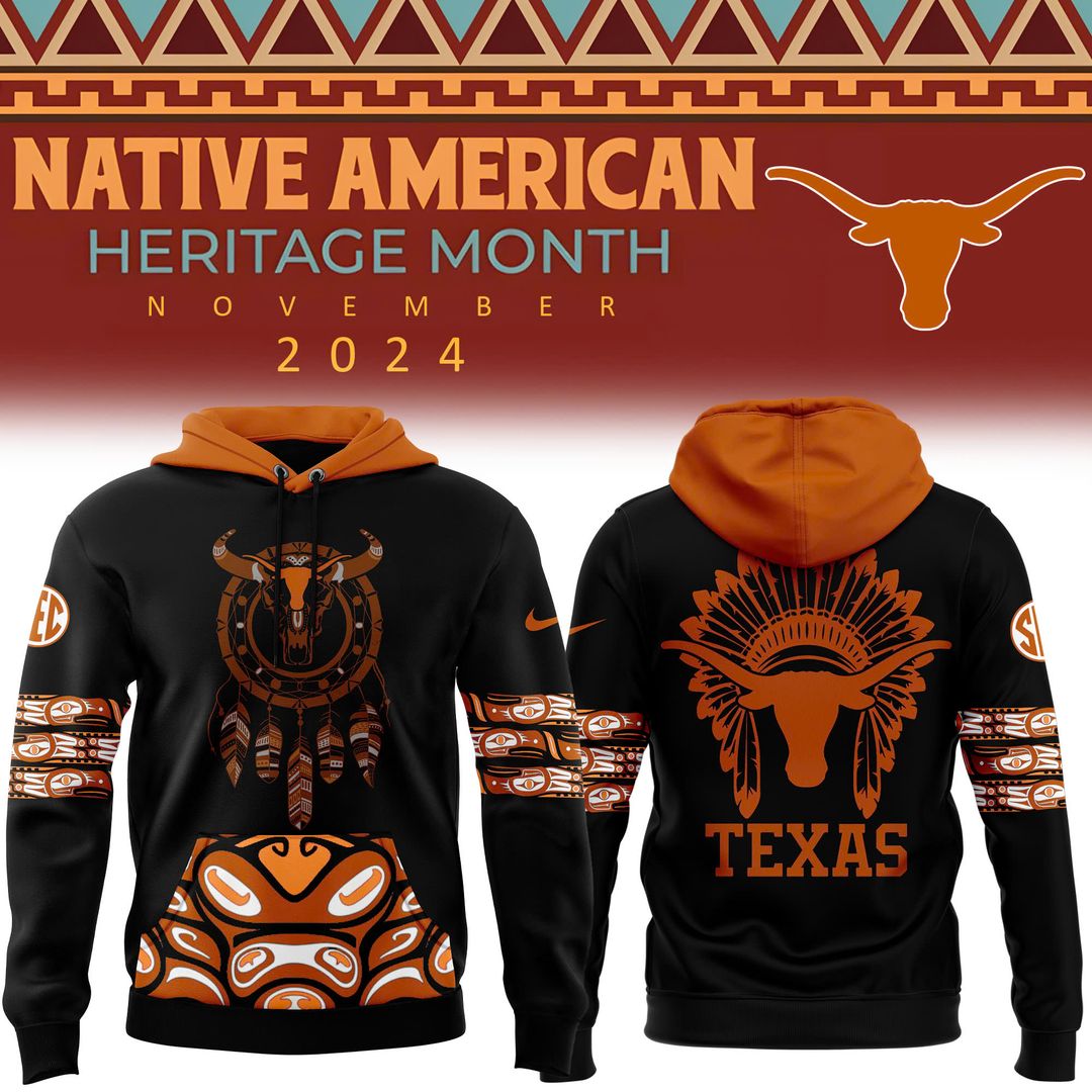 Texas Longhorns 2024 Native American Heritage Month Premium Pullover Hoodie - Famjoys Texas Longhorns 2024 Native American Heritage Month Premium Pullover Hoodie - Famjoys