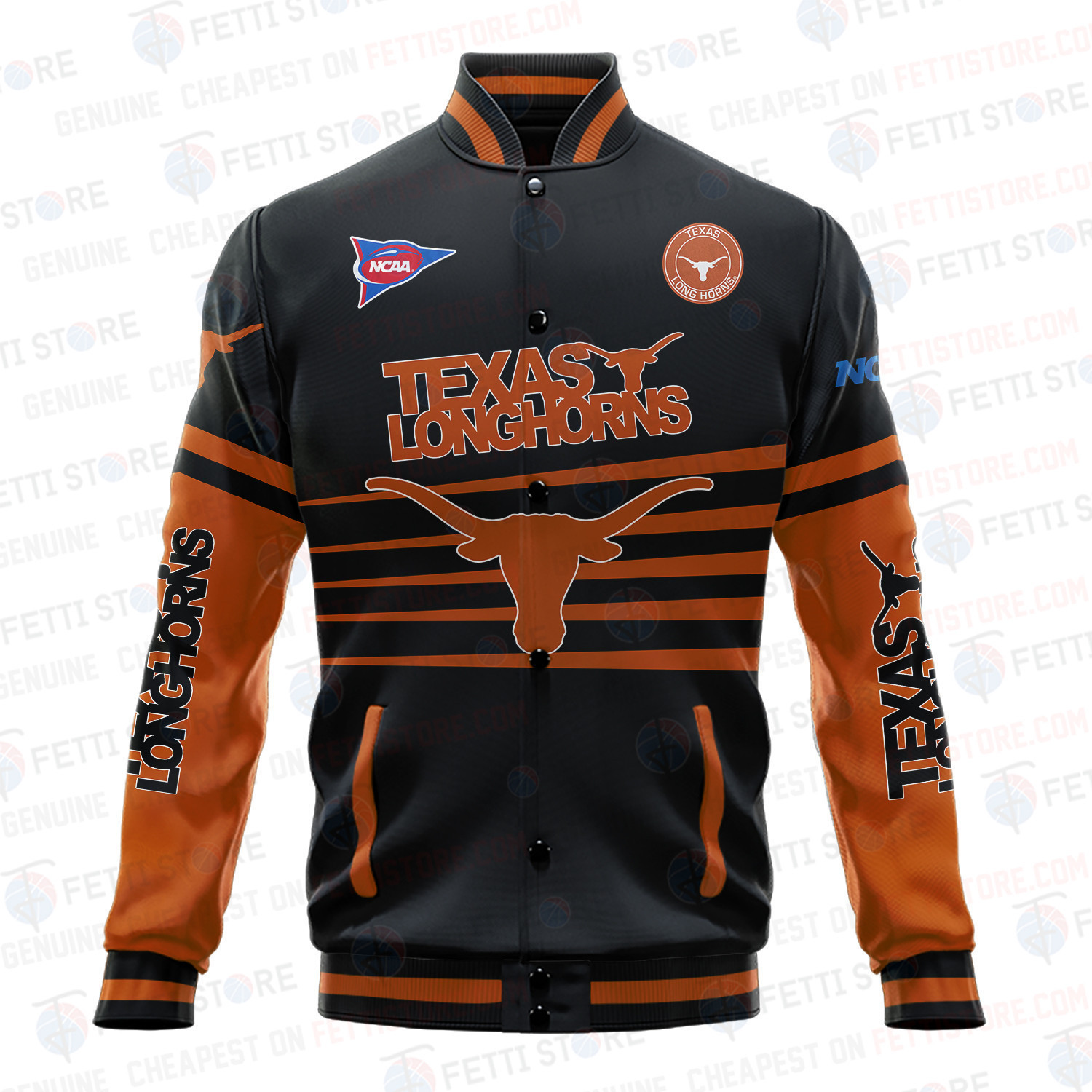 Texas Longhorns - AOP Varsity Jacket V1 - Famjoys Texas Longhorns - AOP Varsity Jacket V1 - Famjoys