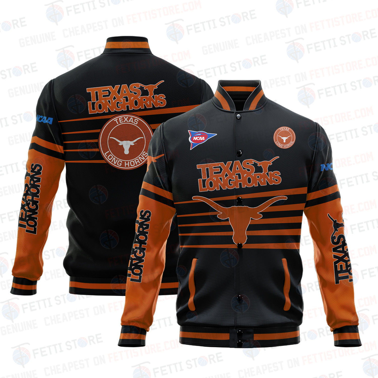 Texas Longhorns - AOP Varsity Jacket V1 - Famjoys Texas Longhorns - AOP Varsity Jacket V1 - Famjoys