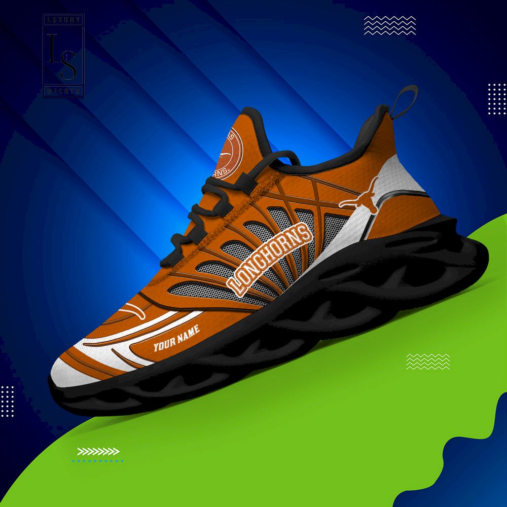 Texas Longhorns Custom Name Max Soul Shoes - Famjoys Texas Longhorns Custom Name Max Soul Shoes - Famjoys