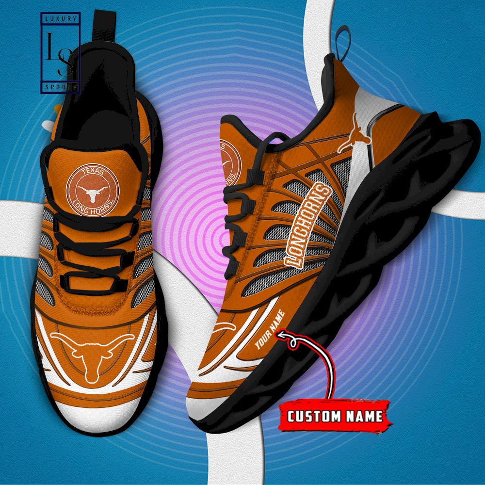 Texas Longhorns Custom Name Max Soul Shoes - Famjoys Texas Longhorns Custom Name Max Soul Shoes - Famjoys