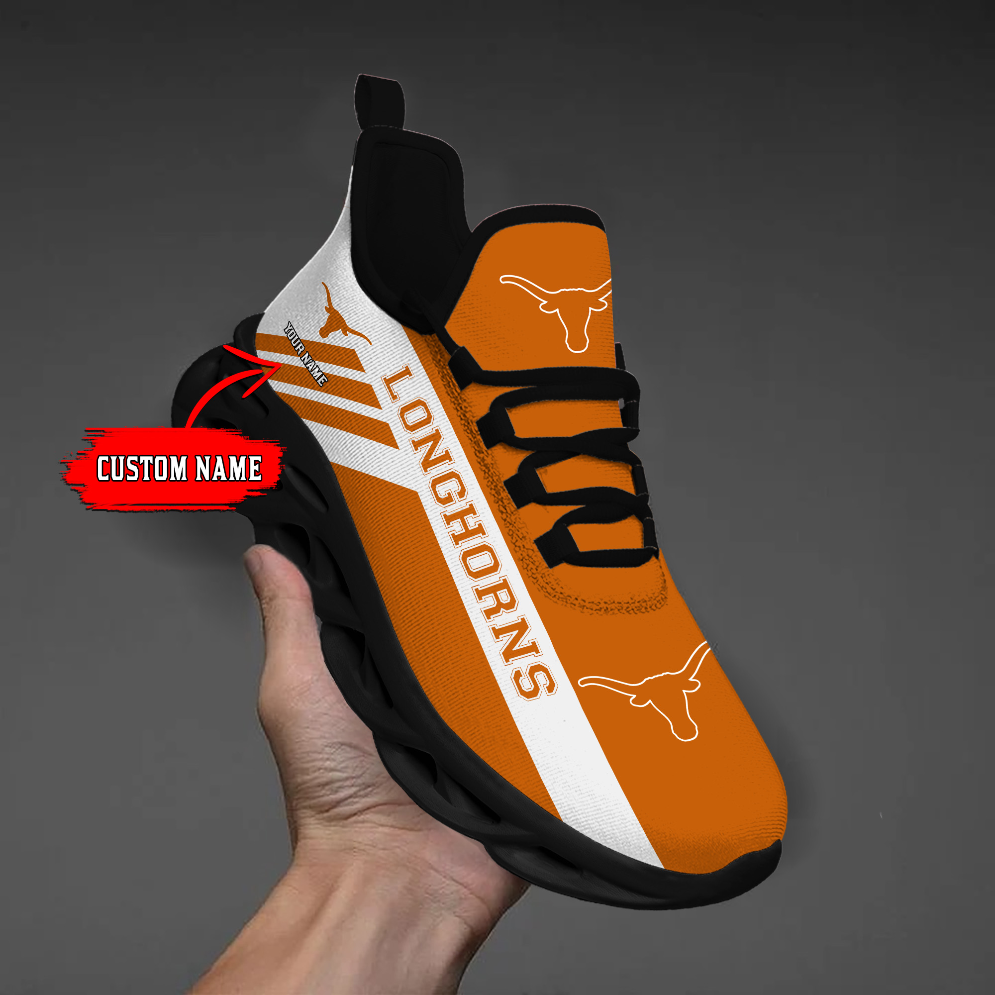 Texas Longhorns Custom Name PERSONALIZED MAX SOUL SHOES DS004 - Famjoys Texas Longhorns Custom Name PERSONALIZED MAX SOUL SHOES DS004 - Famjoys