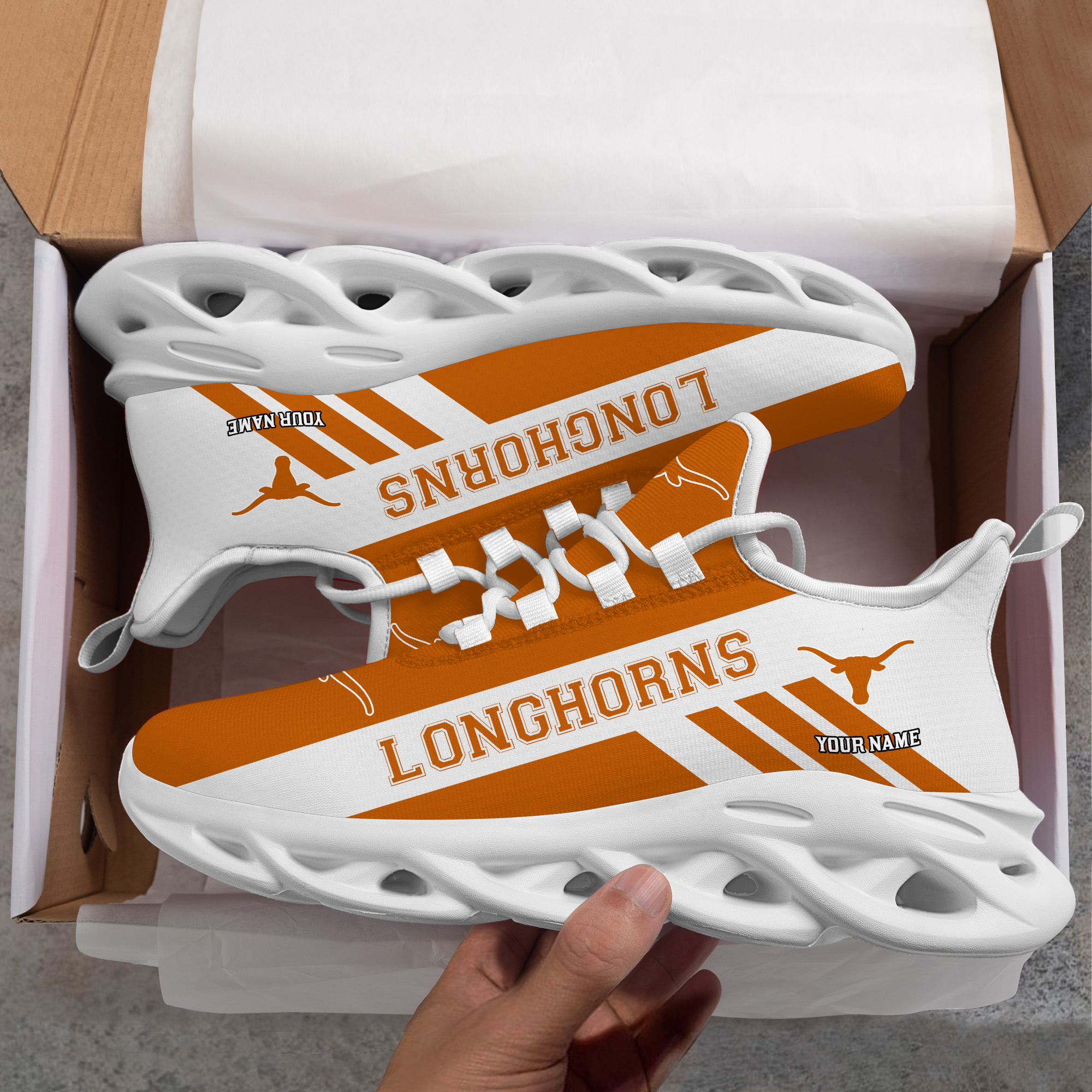 Texas Longhorns Custom Name PERSONALIZED MAX SOUL SHOES DS004 - Famjoys Texas Longhorns Custom Name PERSONALIZED MAX SOUL SHOES DS004 - Famjoys