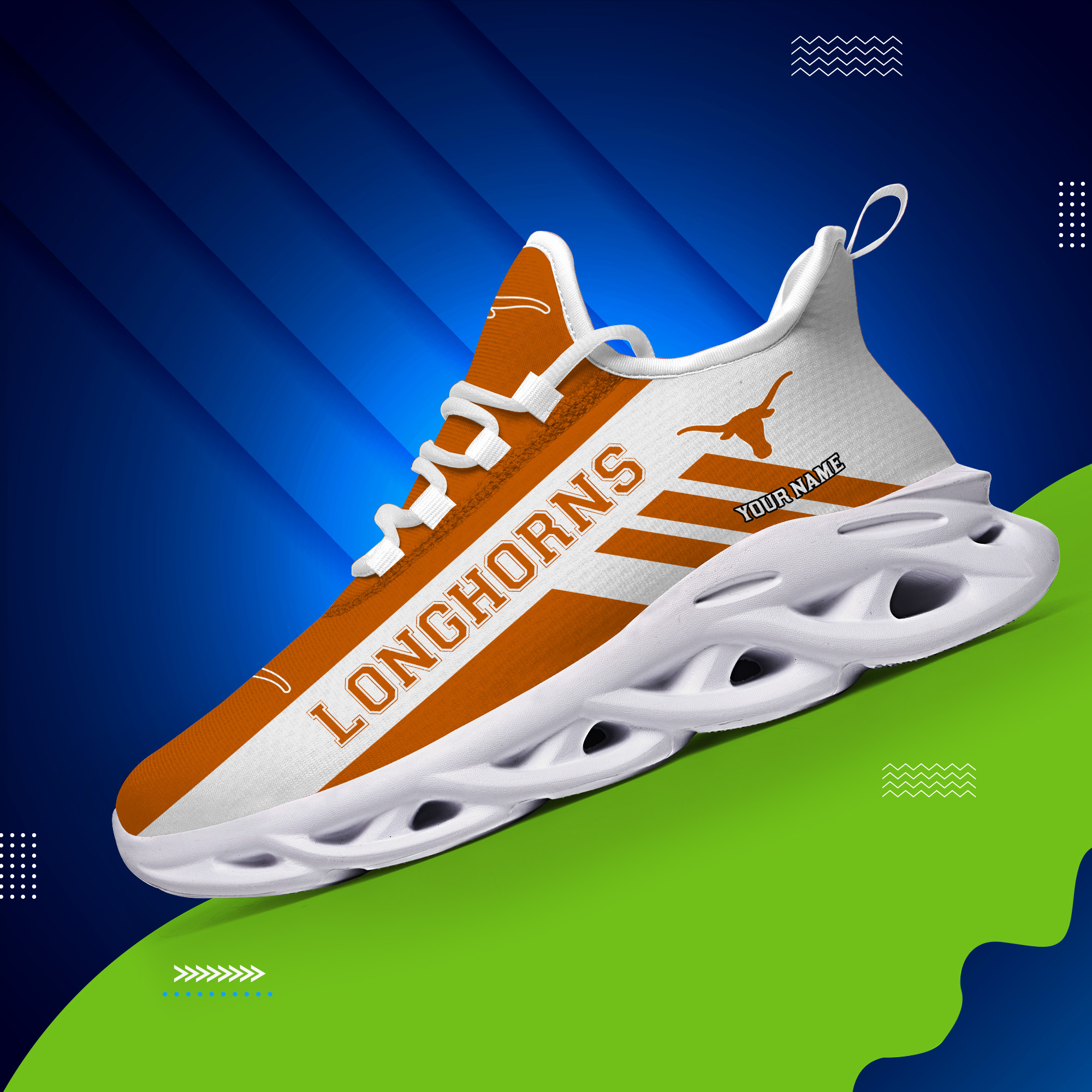 Texas Longhorns Custom Name PERSONALIZED MAX SOUL SHOES DS004 - Famjoys Texas Longhorns Custom Name PERSONALIZED MAX SOUL SHOES DS004 - Famjoys