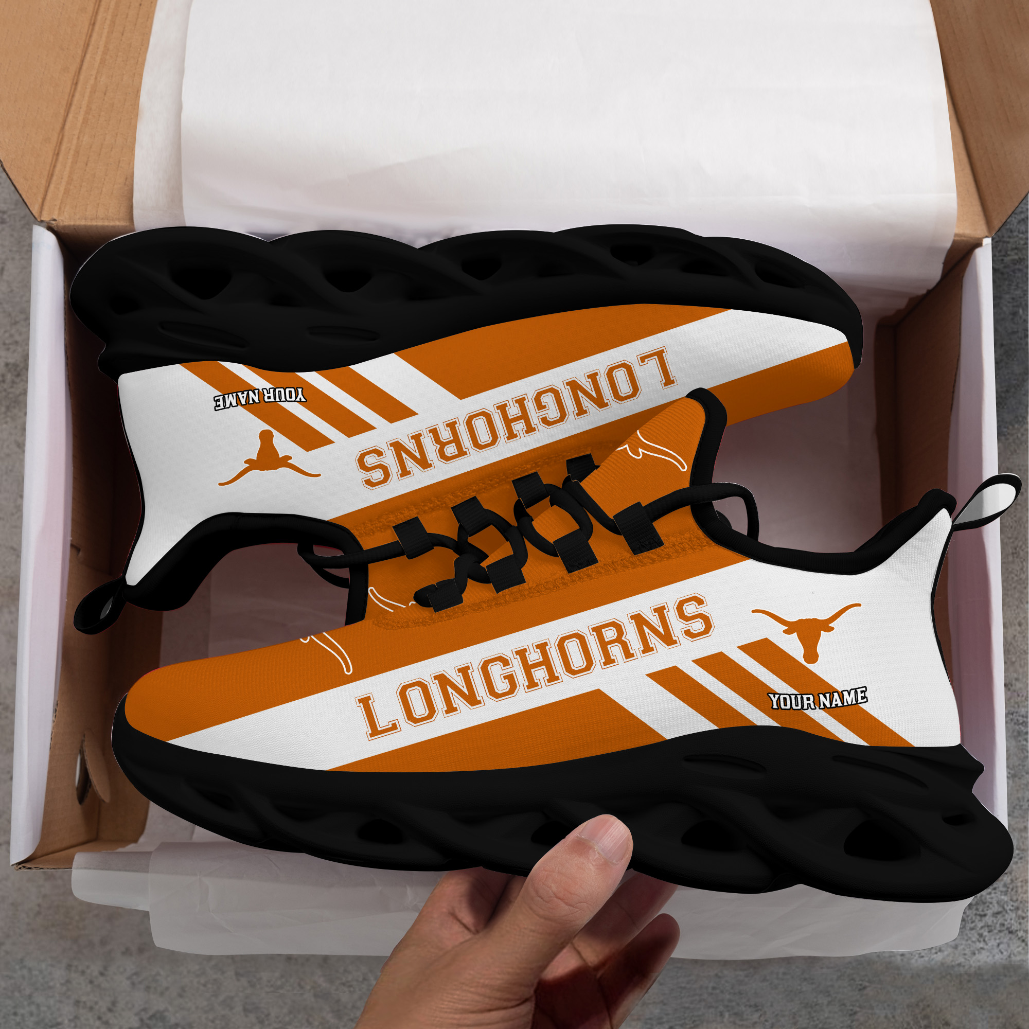 Texas Longhorns Custom Name PERSONALIZED MAX SOUL SHOES DS004 - Famjoys Texas Longhorns Custom Name PERSONALIZED MAX SOUL SHOES DS004 - Famjoys