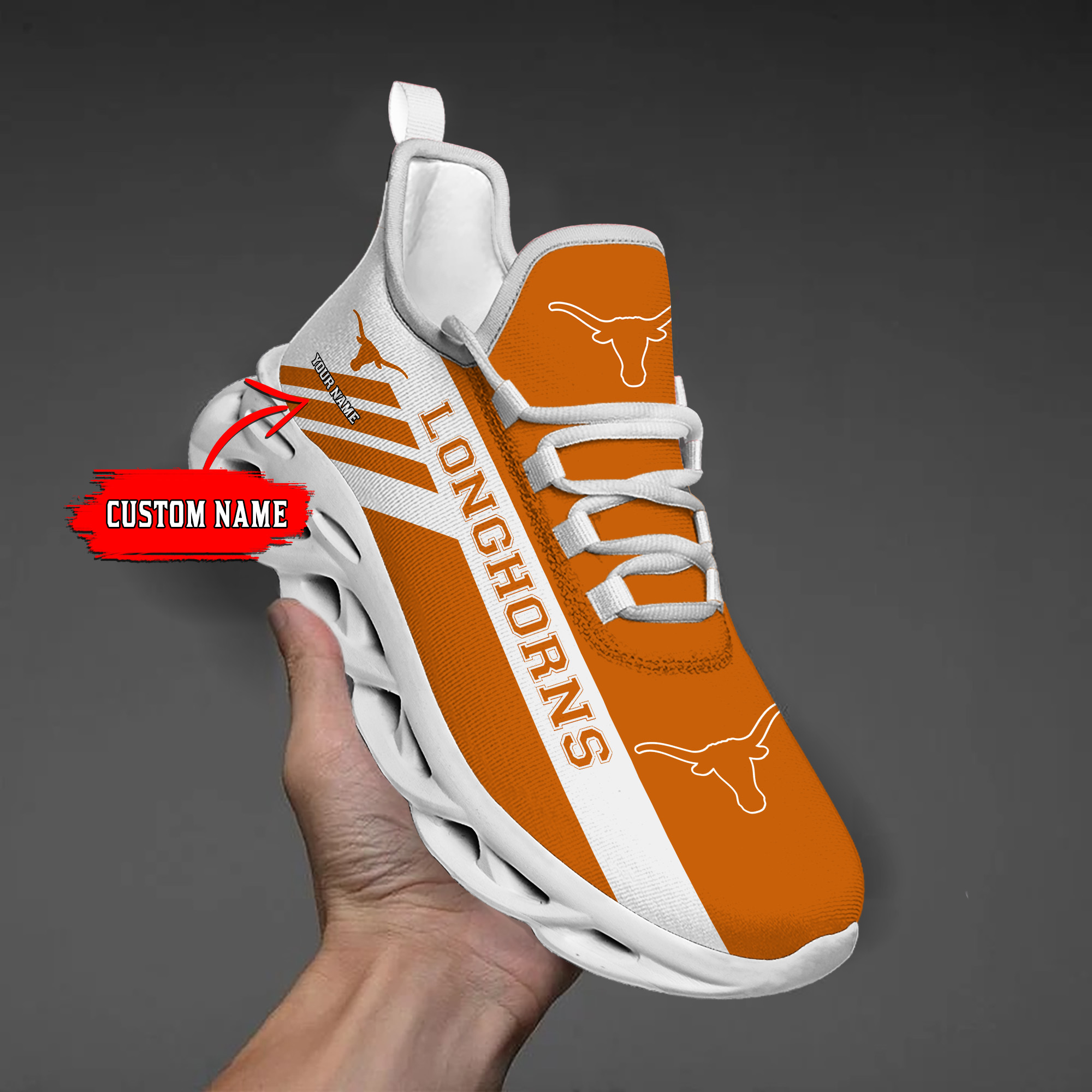Texas Longhorns Custom Name PERSONALIZED MAX SOUL SHOES DS004 - Famjoys Texas Longhorns Custom Name PERSONALIZED MAX SOUL SHOES DS004 - Famjoys