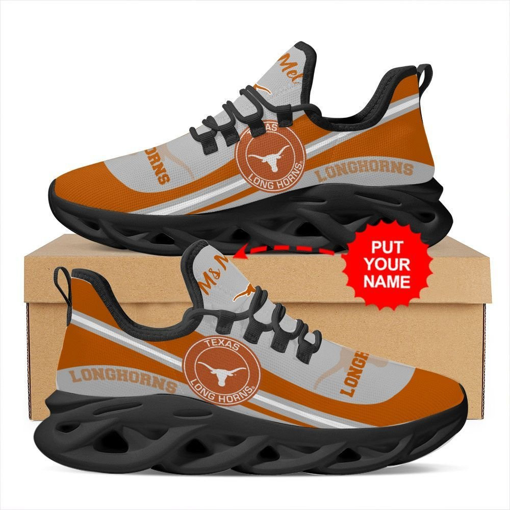 Texas Longhorns Custom Name Personalized Max Soul Sneakers Shoes - Famjoys Texas Longhorns Custom Name Personalized Max Soul Sneakers Shoes - Famjoys