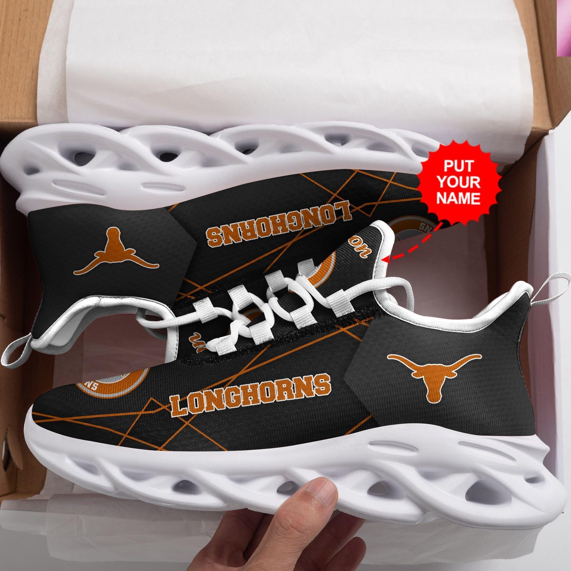 Texas Longhorns Custom Personalized Max Soul Sneakers Shoes - Famjoys Texas Longhorns Custom Personalized Max Soul Sneakers Shoes - Famjoys