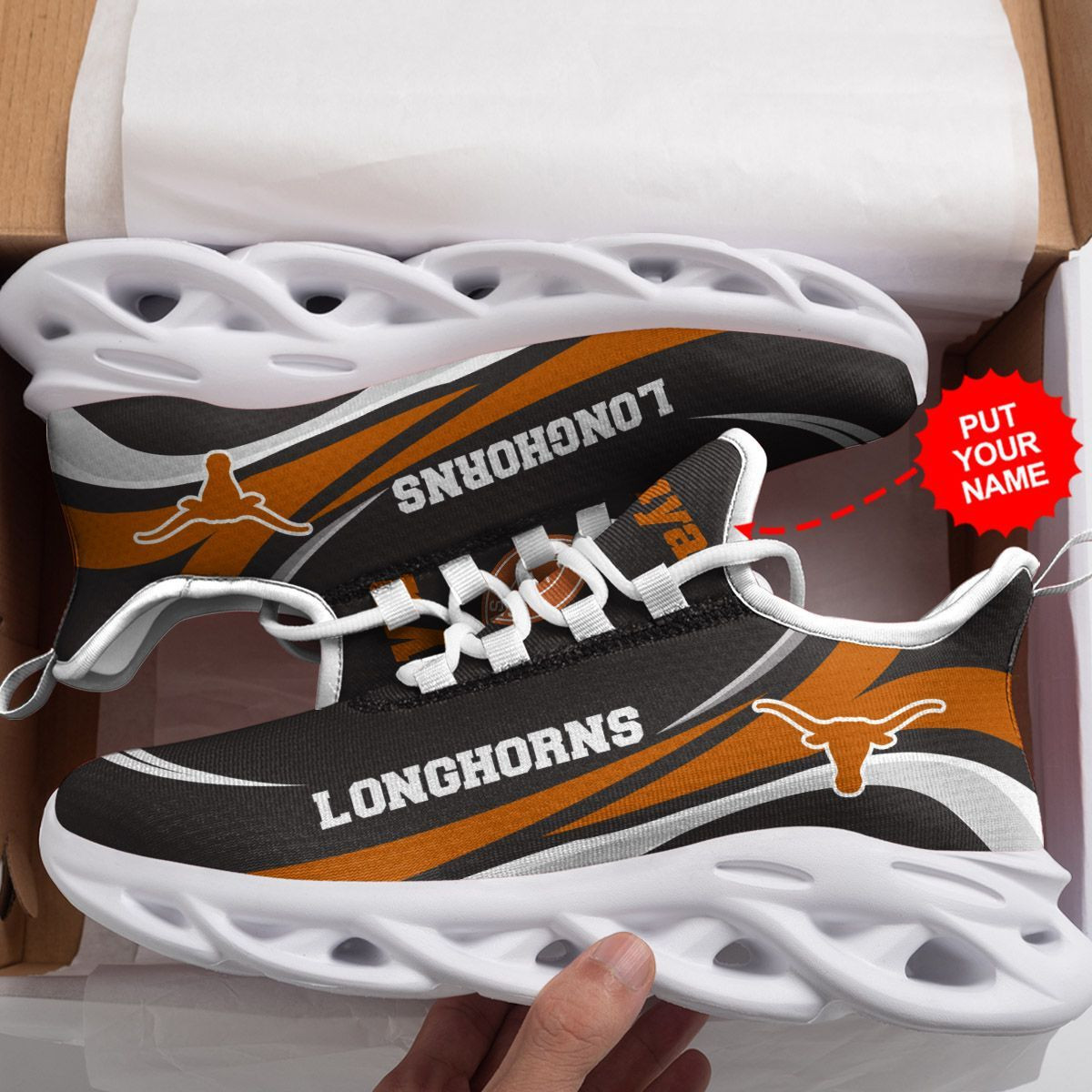 Texas Longhorns Custom Personalized Max Soul Sneakers Shoes - Famjoys Texas Longhorns Custom Personalized Max Soul Sneakers Shoes - Famjoys