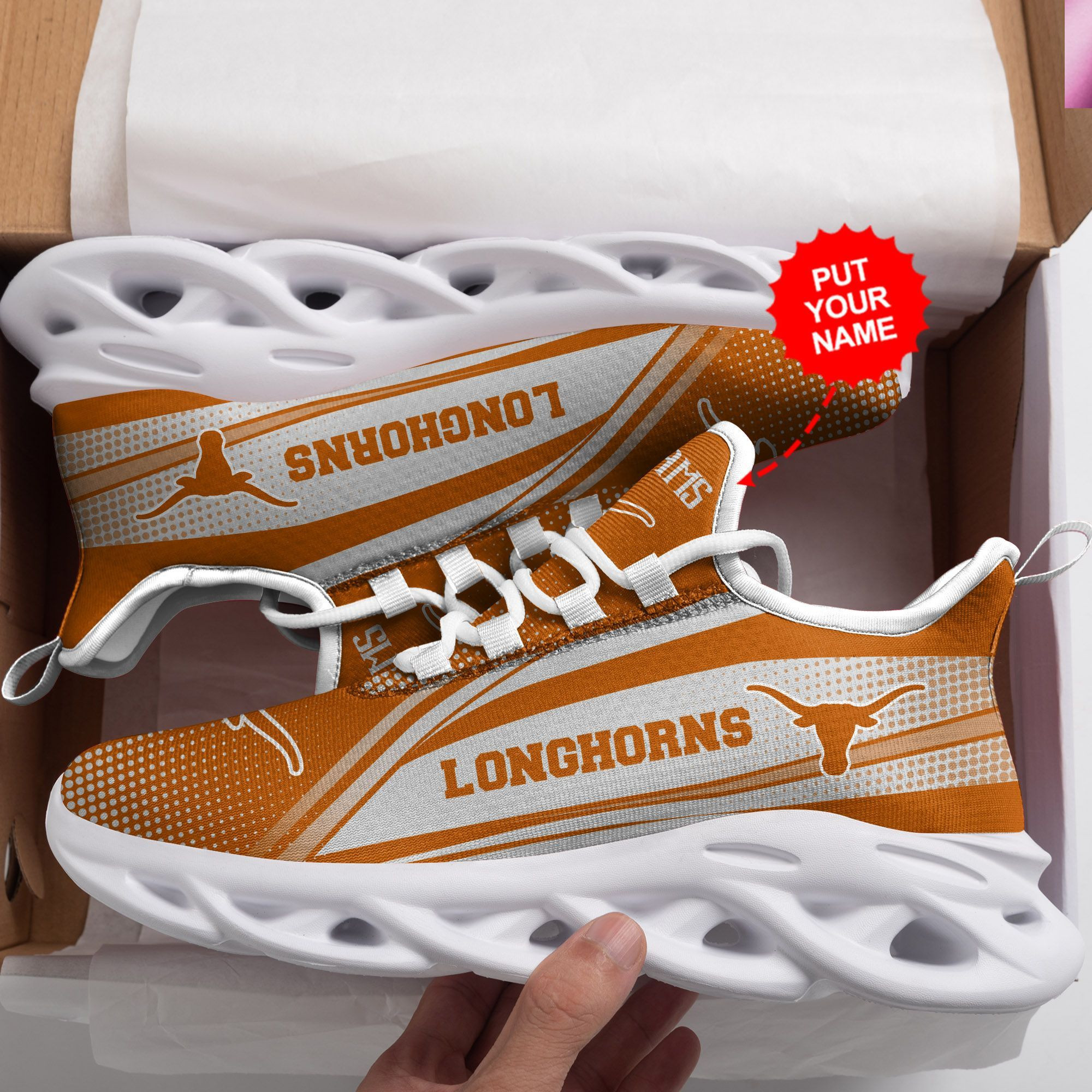 Texas Longhorns Custom Personalized Max Soul Sneakers Shoes - Famjoys Texas Longhorns Custom Personalized Max Soul Sneakers Shoes - Famjoys