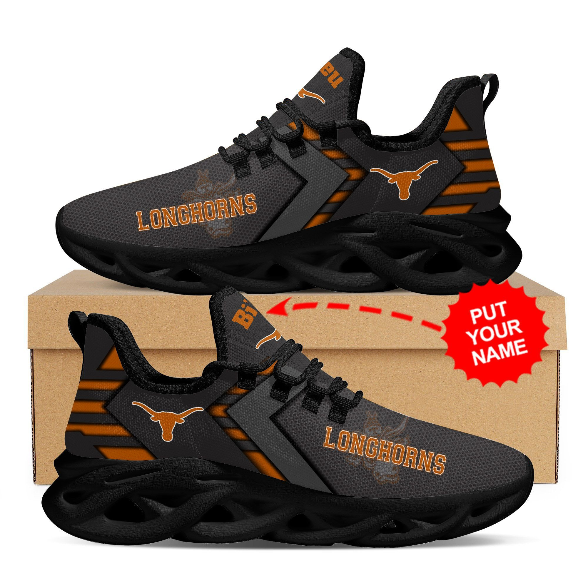 Texas Longhorns Custom Personalized Max Soul Sneakers Shoes - Famjoys Texas Longhorns Custom Personalized Max Soul Sneakers Shoes - Famjoys
