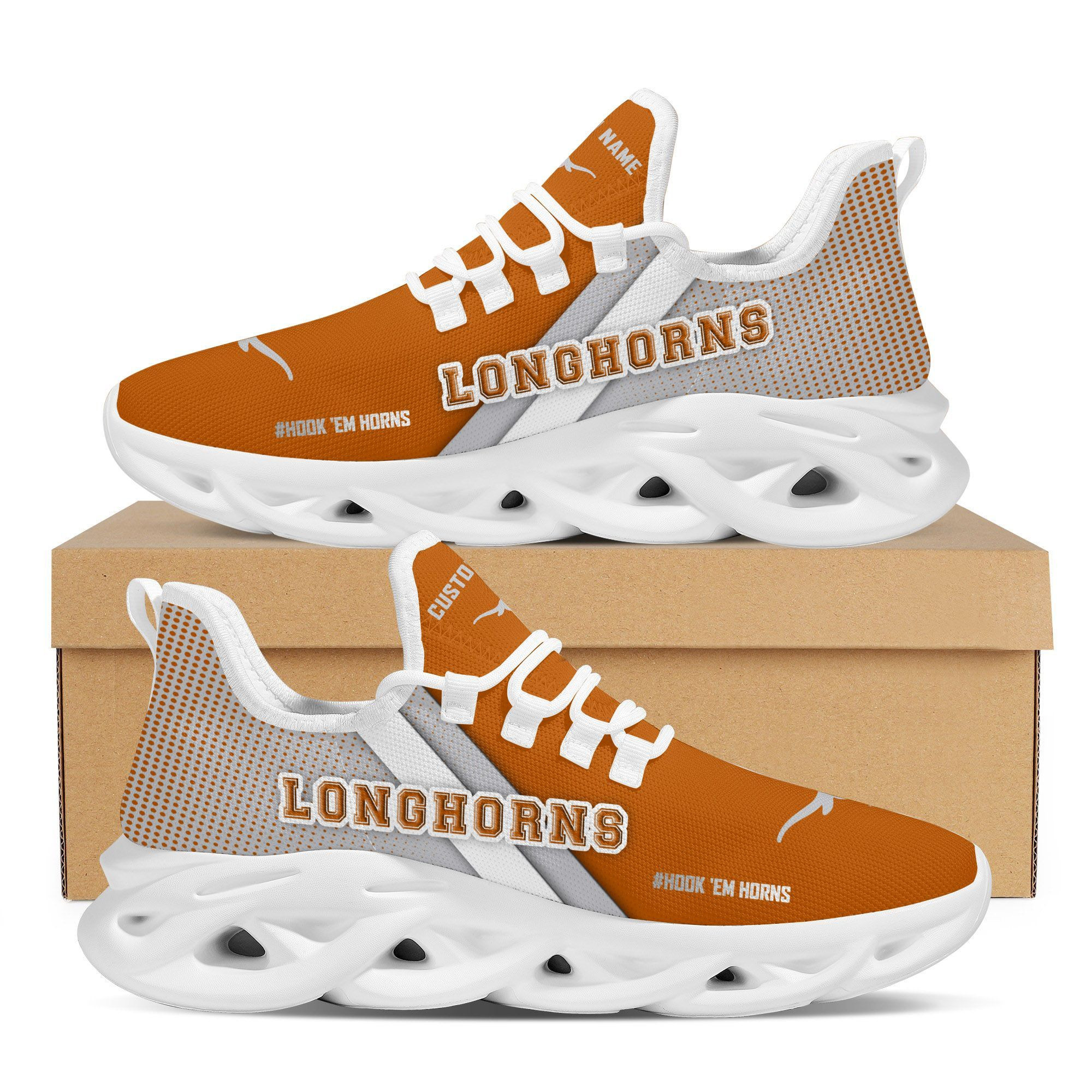 Texas Longhorns Custom Personalized Max Soul Sneakers Shoes University of Texas at Austin - Famjoys Texas Longhorns Custom Personalized Max Soul Sneakers Shoes University of Texas at Austin - Famjoys
