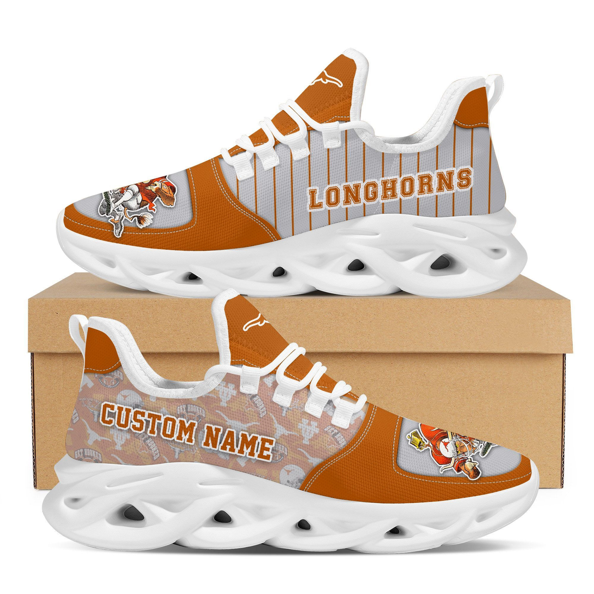 Texas Longhorns Custom Personalized Max Soul Sneakers Shoes University of Texas at Austin - Famjoys Texas Longhorns Custom Personalized Max Soul Sneakers Shoes University of Texas at Austin - Famjoys