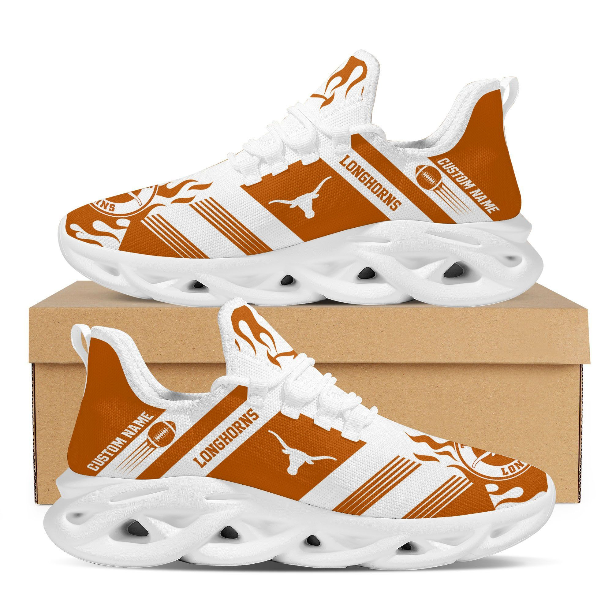 Texas Longhorns Custom Personalized Max Soul Sneakers Shoes University of Texas at Austin - Famjoys Texas Longhorns Custom Personalized Max Soul Sneakers Shoes University of Texas at Austin - Famjoys