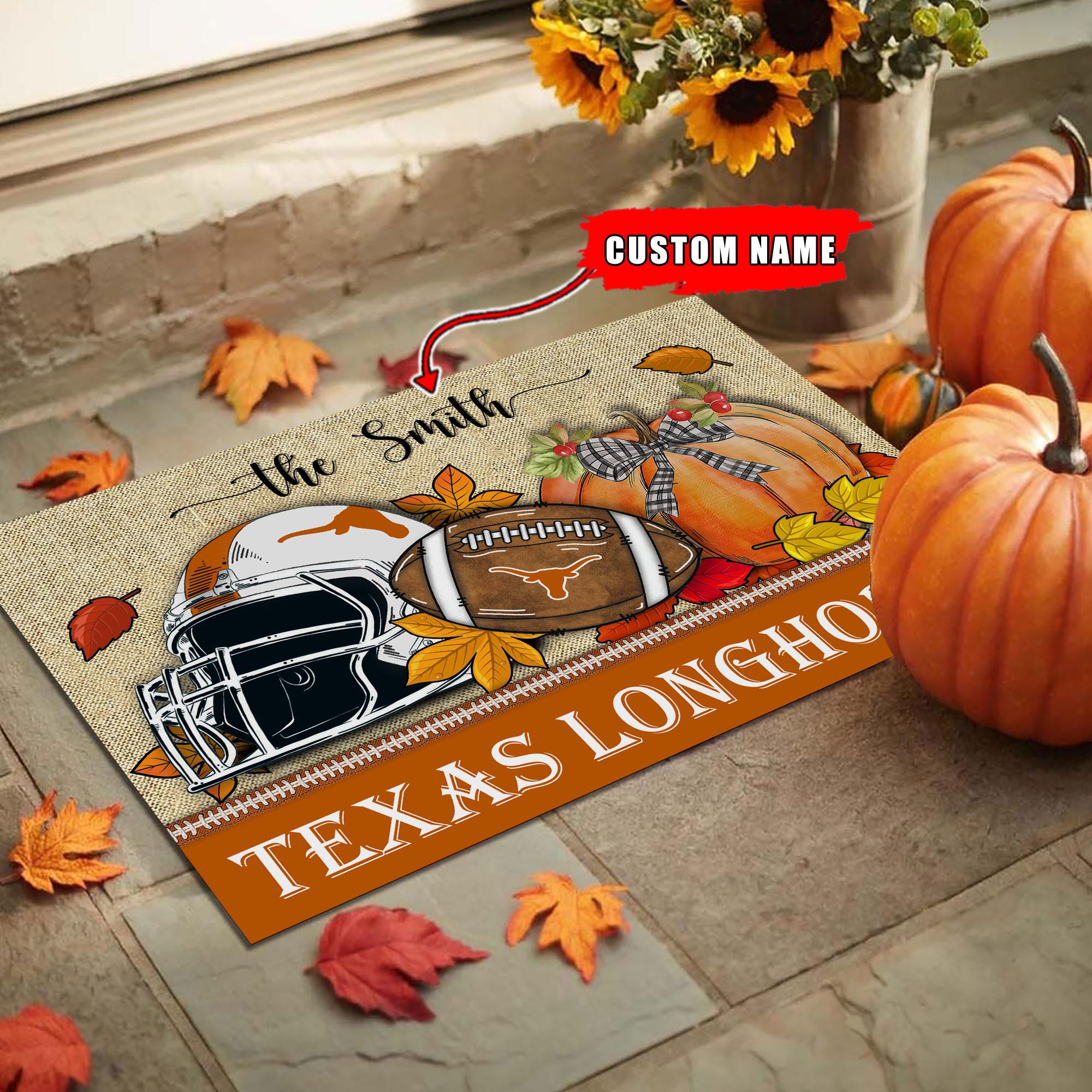 Texas Longhorns Fall Football Doormat - Famjoys Texas Longhorns Fall Football Doormat - Famjoys