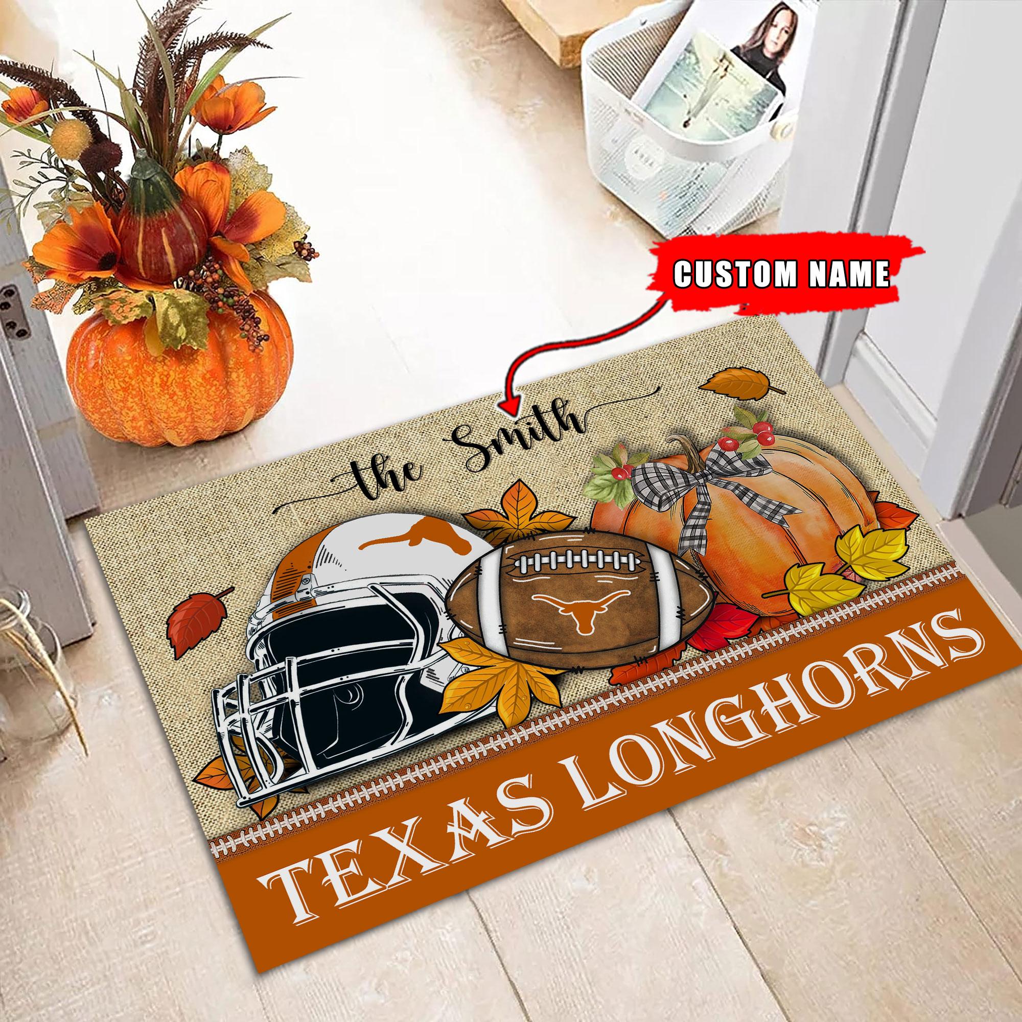 Texas Longhorns Fall Football Doormat - Famjoys Texas Longhorns Fall Football Doormat - Famjoys