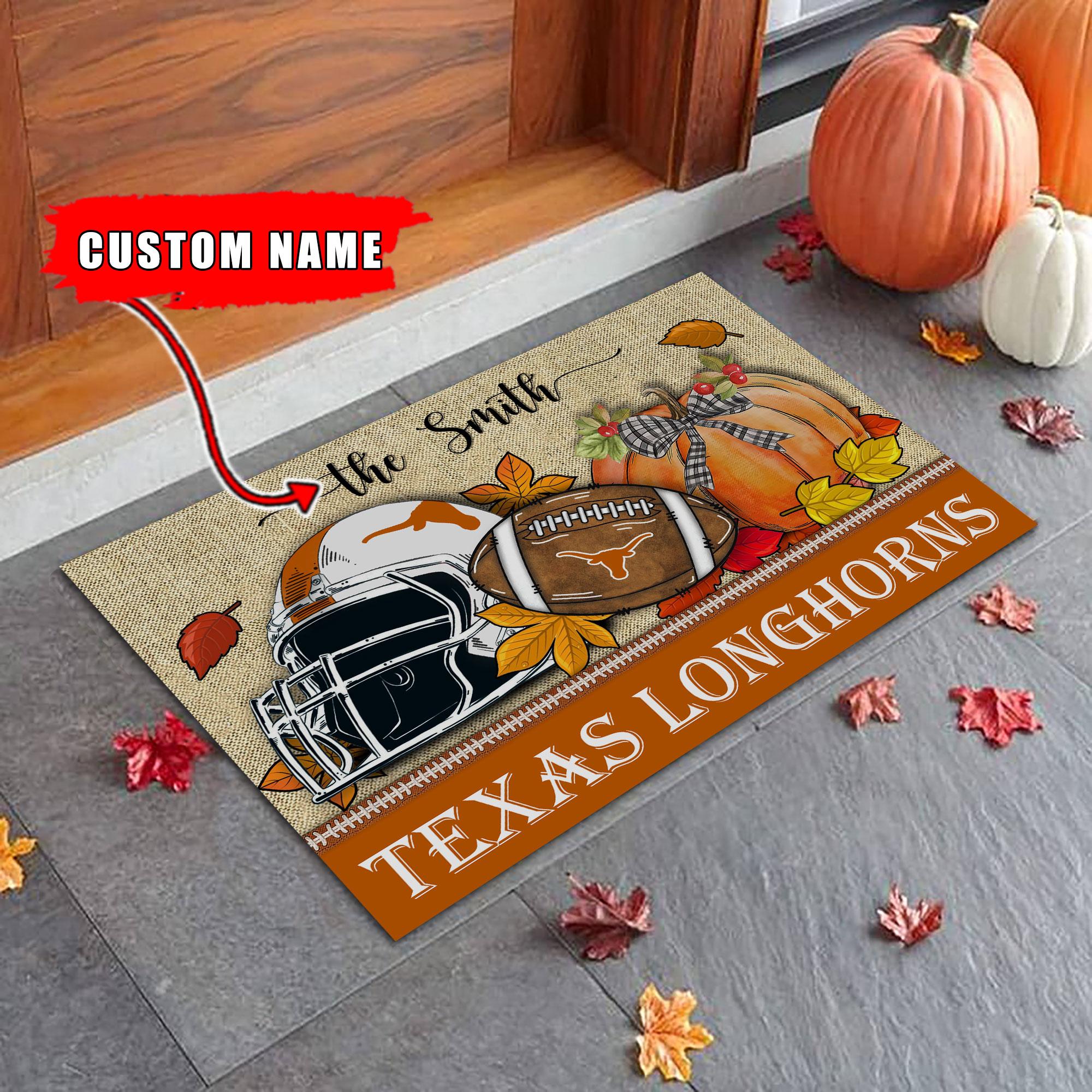 Texas Longhorns Fall Football Doormat - Famjoys Texas Longhorns Fall Football Doormat - Famjoys