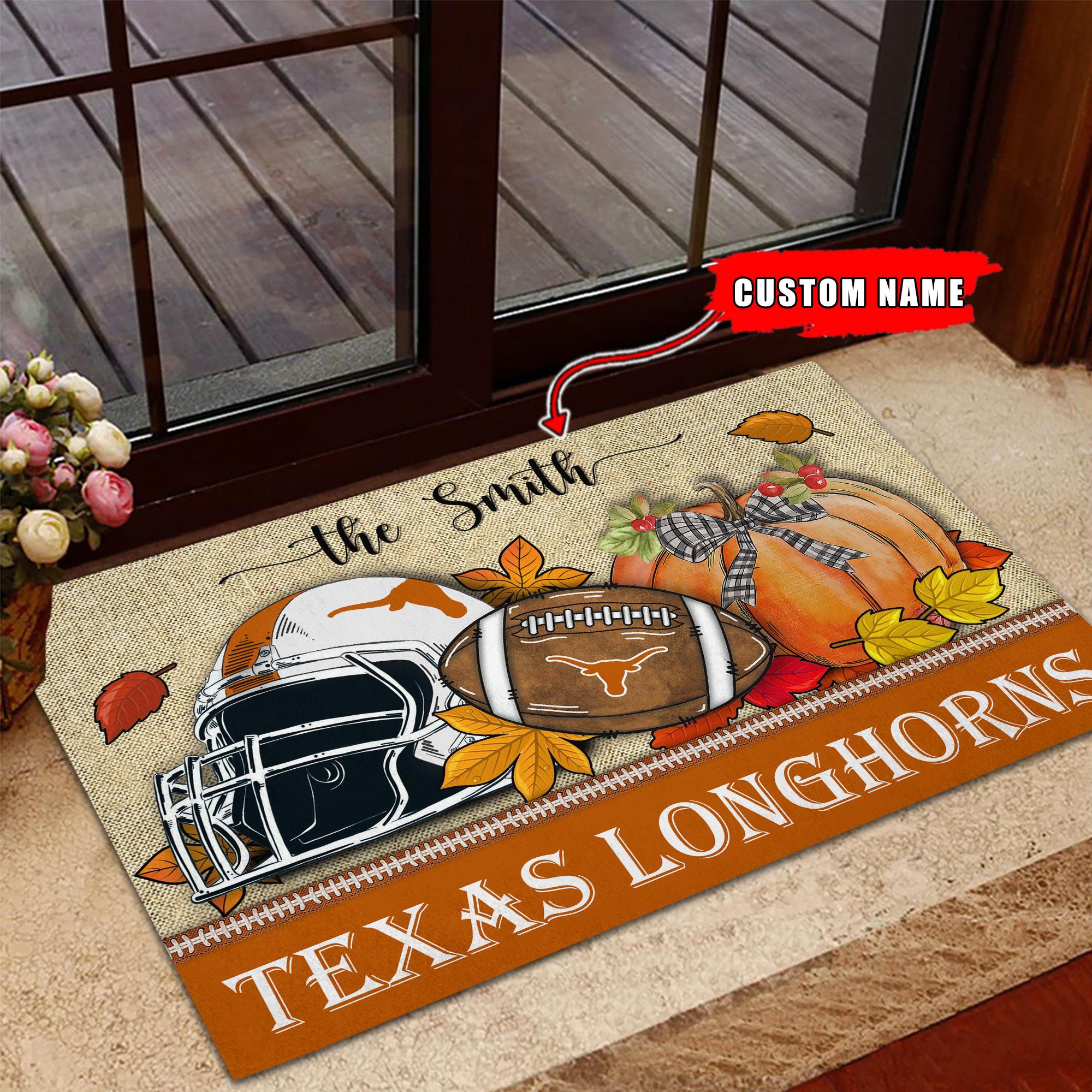 Texas Longhorns Fall Football Doormat - Famjoys Texas Longhorns Fall Football Doormat - Famjoys