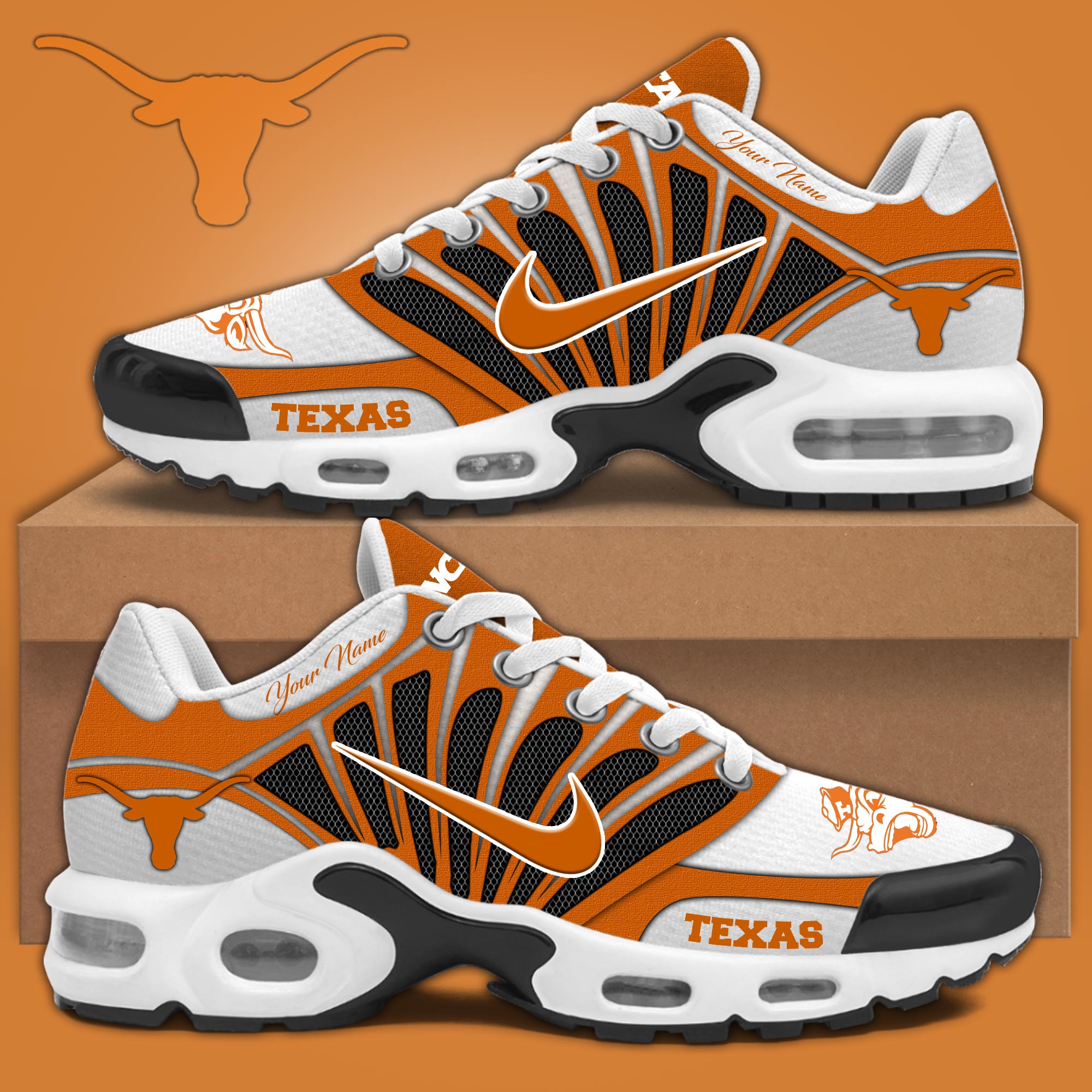 Texas Longhorns Football Air Max Plus Sneakers - Famjoys Texas Longhorns Football Air Max Plus Sneakers - Famjoys