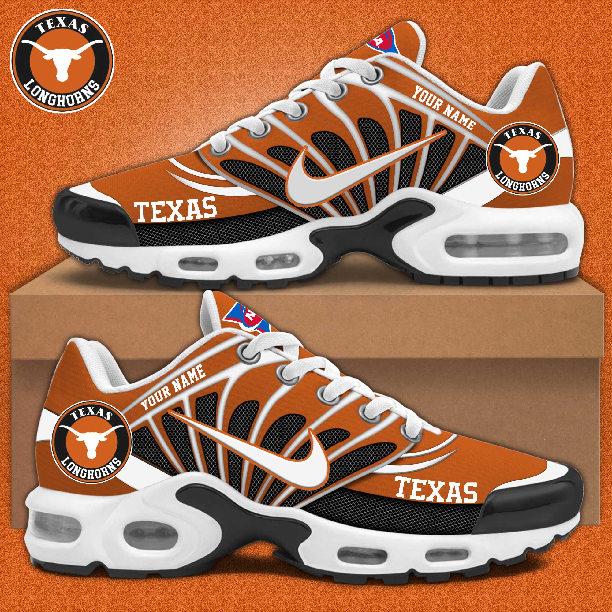 Texas Longhorns Football Air Max Plus Sneakers - Famjoys Texas Longhorns Football Air Max Plus Sneakers - Famjoys