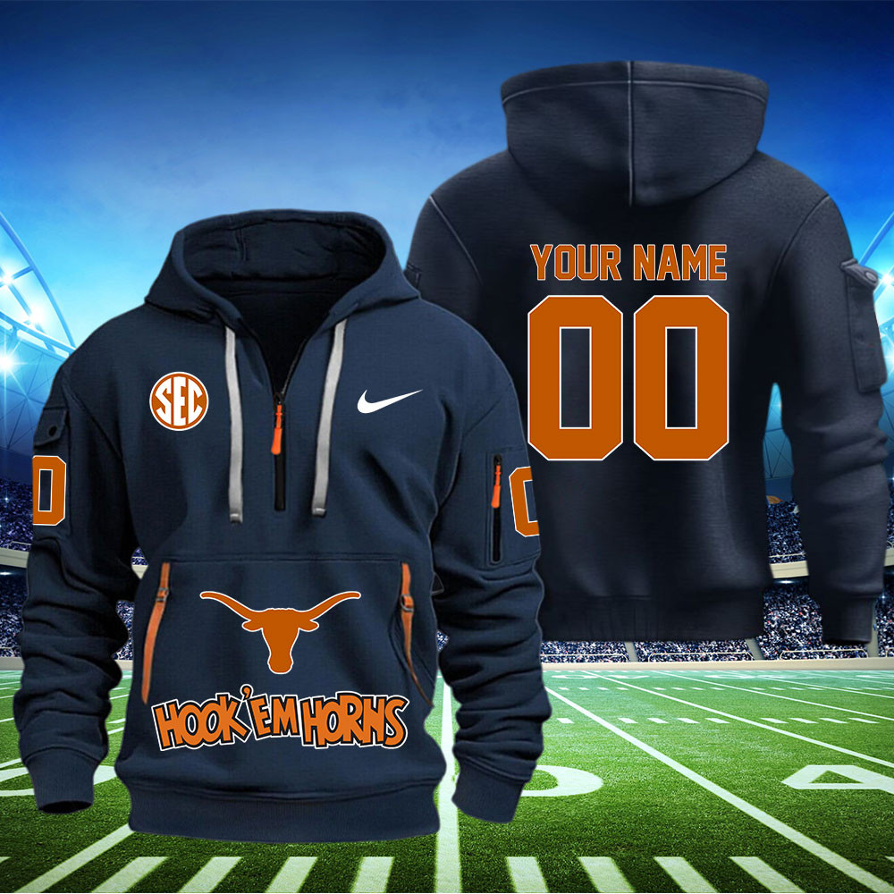 Texas Longhorns Football Quarter Zip Hoodie - Famjoys Texas Longhorns Football Quarter Zip Hoodie - Famjoys