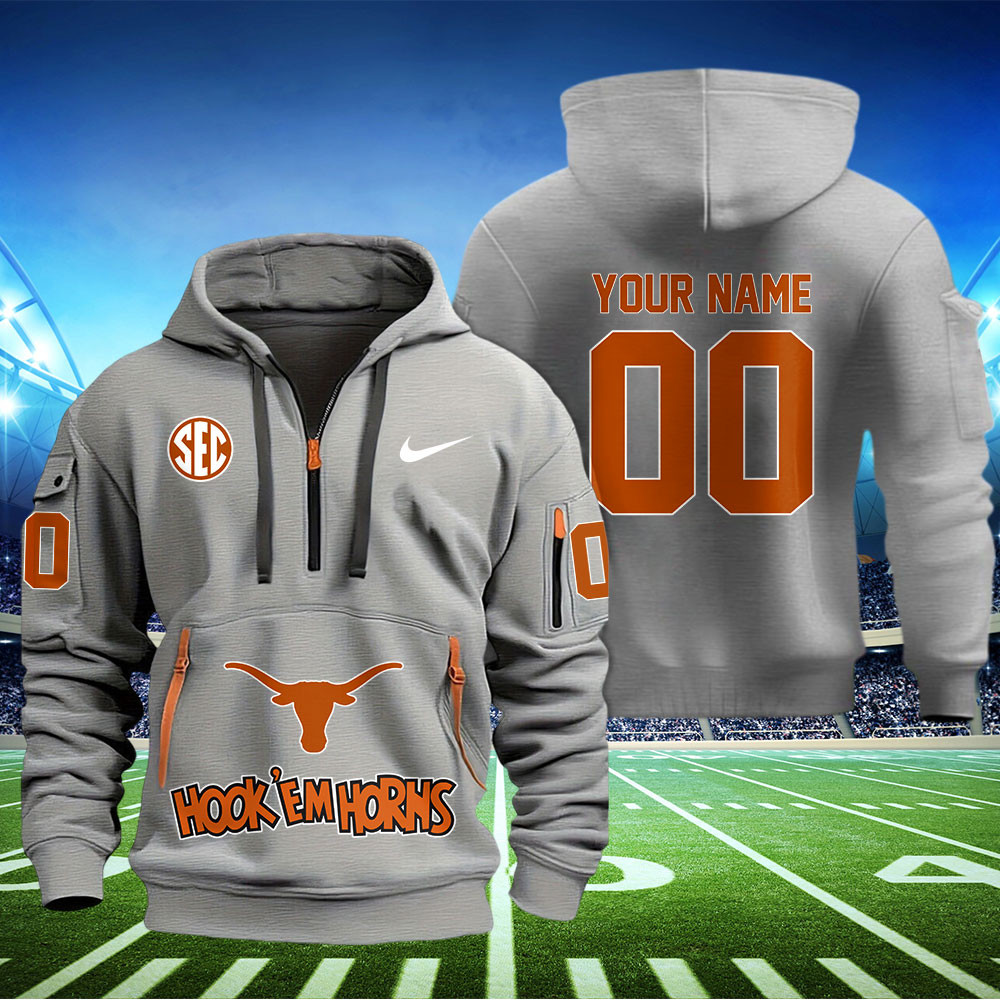 Texas Longhorns Football Quarter Zip Hoodie - Famjoys Texas Longhorns Football Quarter Zip Hoodie - Famjoys