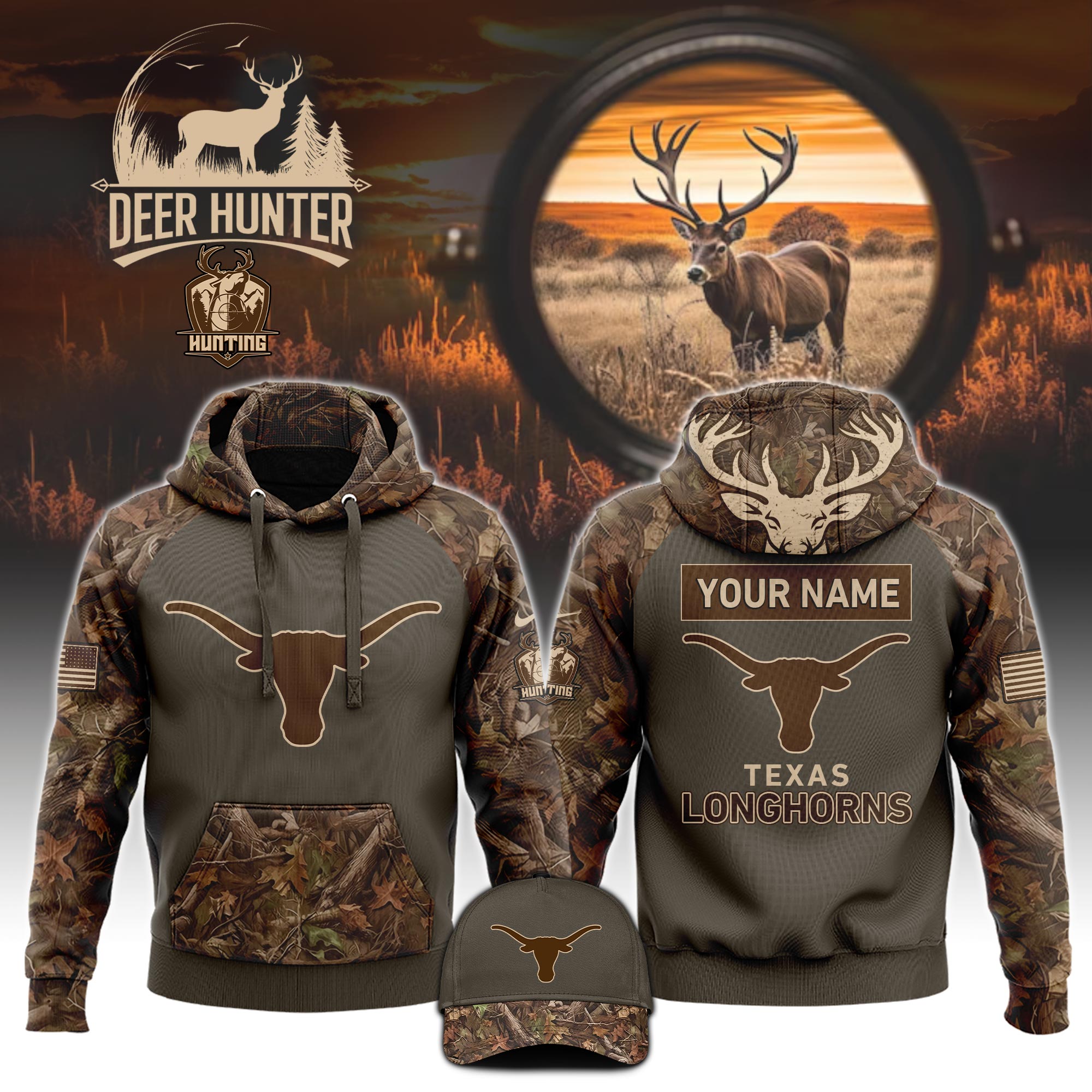 Texas Longhorns Hoodie x Hunting s - Famjoys Texas Longhorns Hoodie x Hunting s - Famjoys