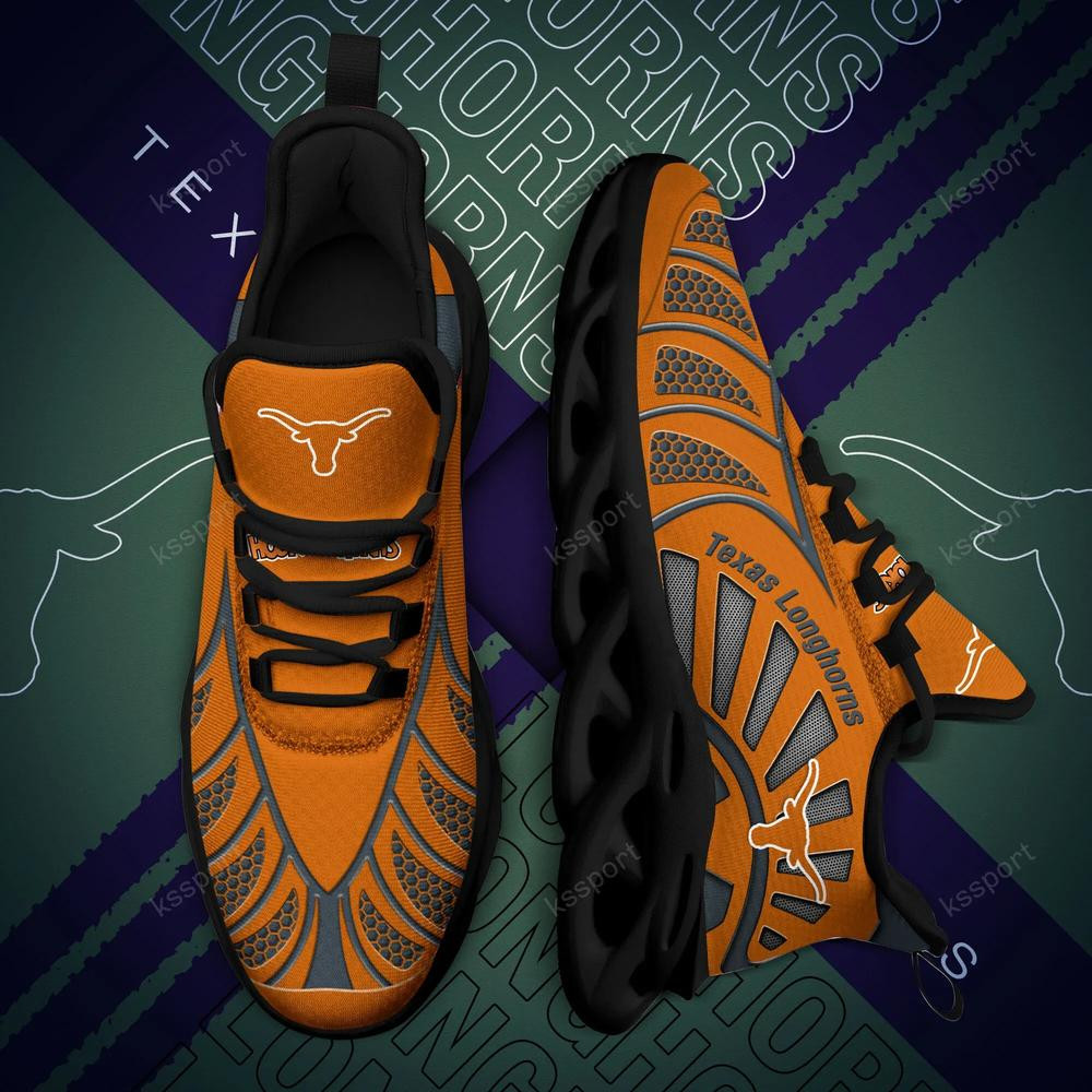Texas Longhorns Max Soul Clunky, Black And White Running Shoes - Famjoys Texas Longhorns Max Soul Clunky, Black And White Running Shoes - Famjoys
