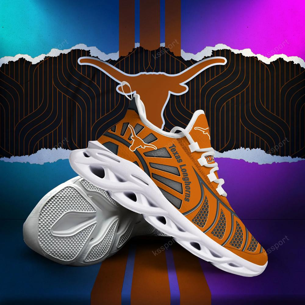 Texas Longhorns Max Soul Clunky, Black And White Running Shoes - Famjoys Texas Longhorns Max Soul Clunky, Black And White Running Shoes - Famjoys