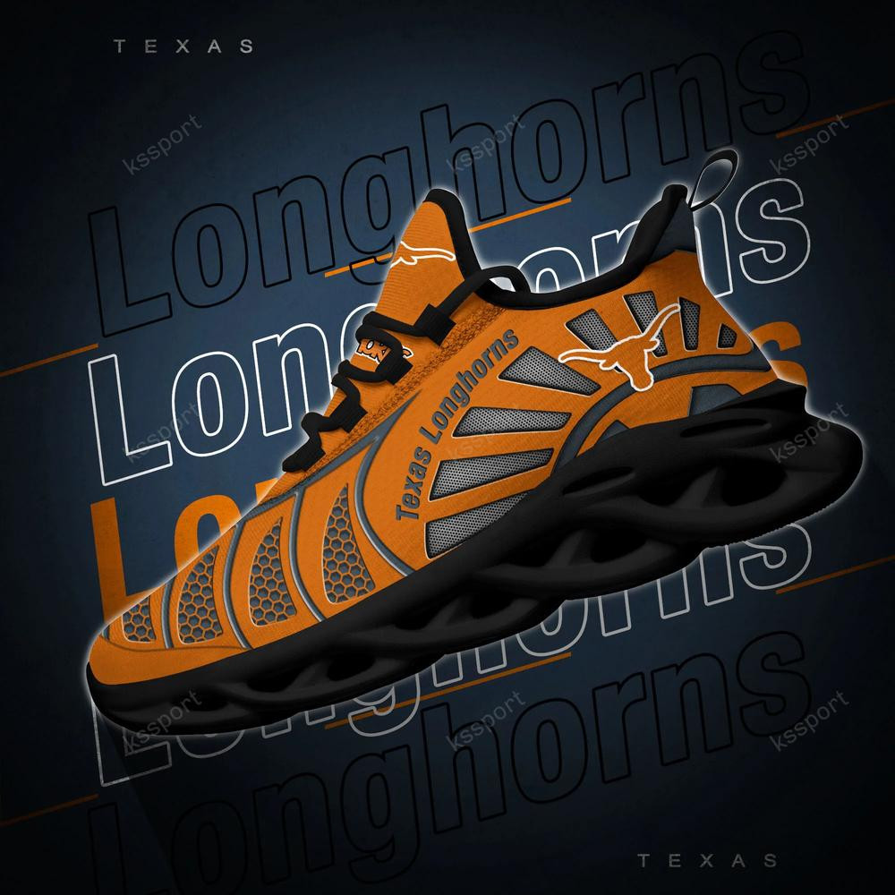 Texas Longhorns Max Soul Clunky, Black And White Running Shoes - Famjoys Texas Longhorns Max Soul Clunky, Black And White Running Shoes - Famjoys