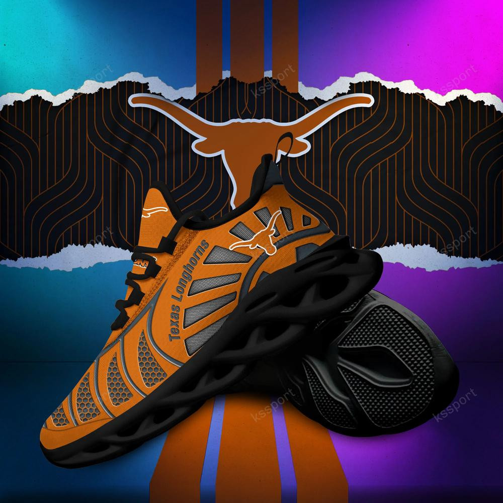 Texas Longhorns Max Soul Clunky, Black And White Running Shoes - Famjoys Texas Longhorns Max Soul Clunky, Black And White Running Shoes - Famjoys