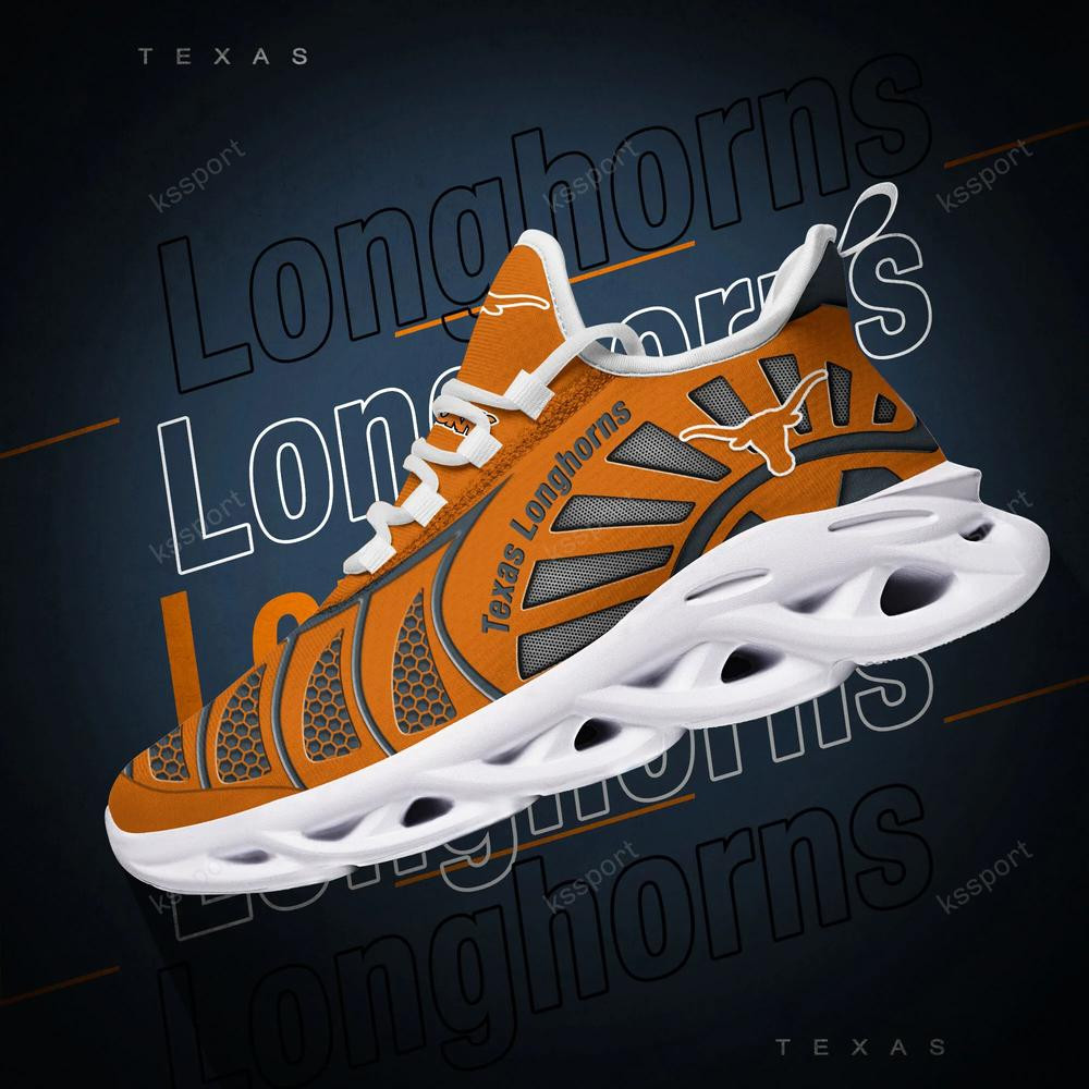 Texas Longhorns Max Soul Clunky, Black And White Running Shoes - Famjoys Texas Longhorns Max Soul Clunky, Black And White Running Shoes - Famjoys