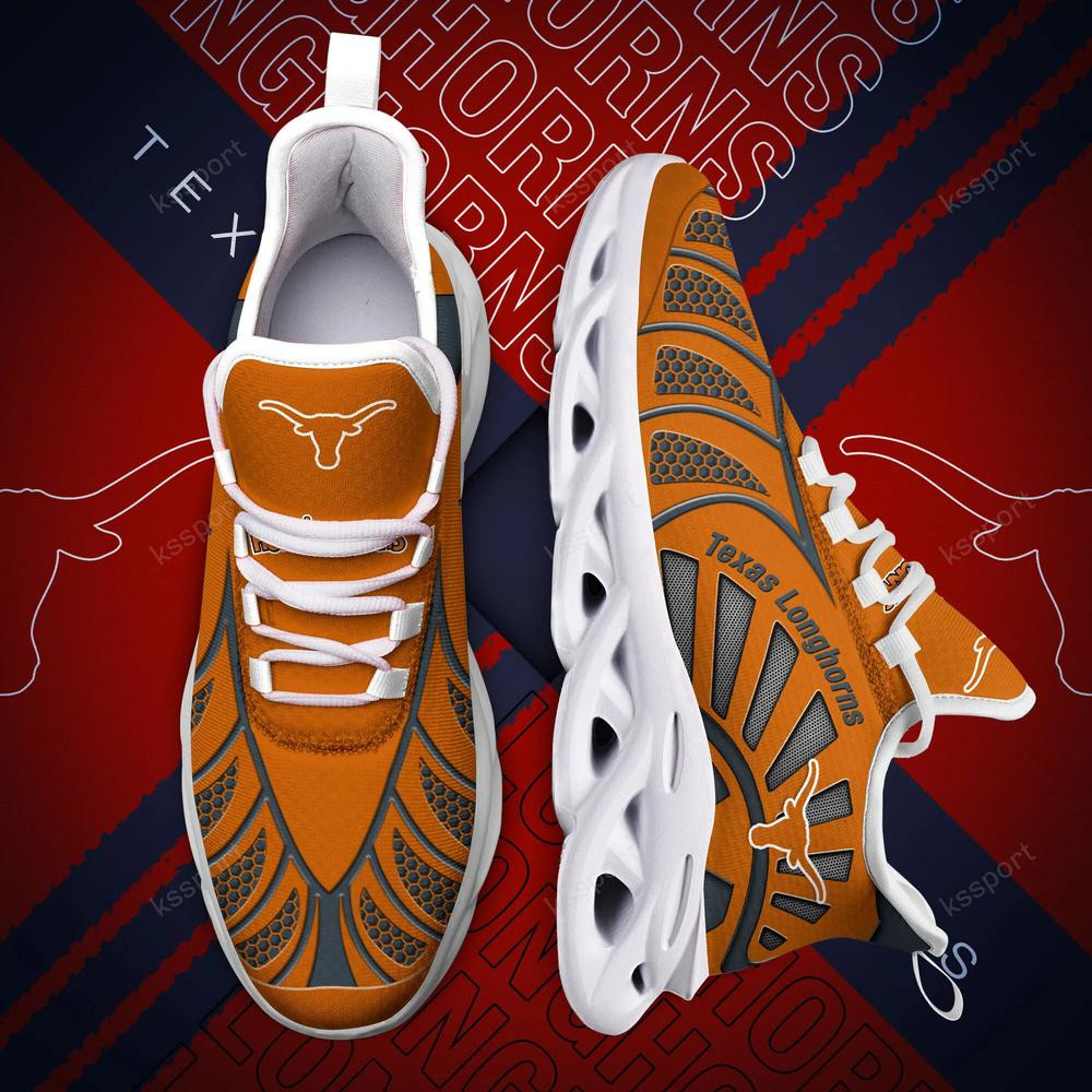 Texas Longhorns Max Soul Clunky, Black And White Running Shoes - Famjoys Texas Longhorns Max Soul Clunky, Black And White Running Shoes - Famjoys