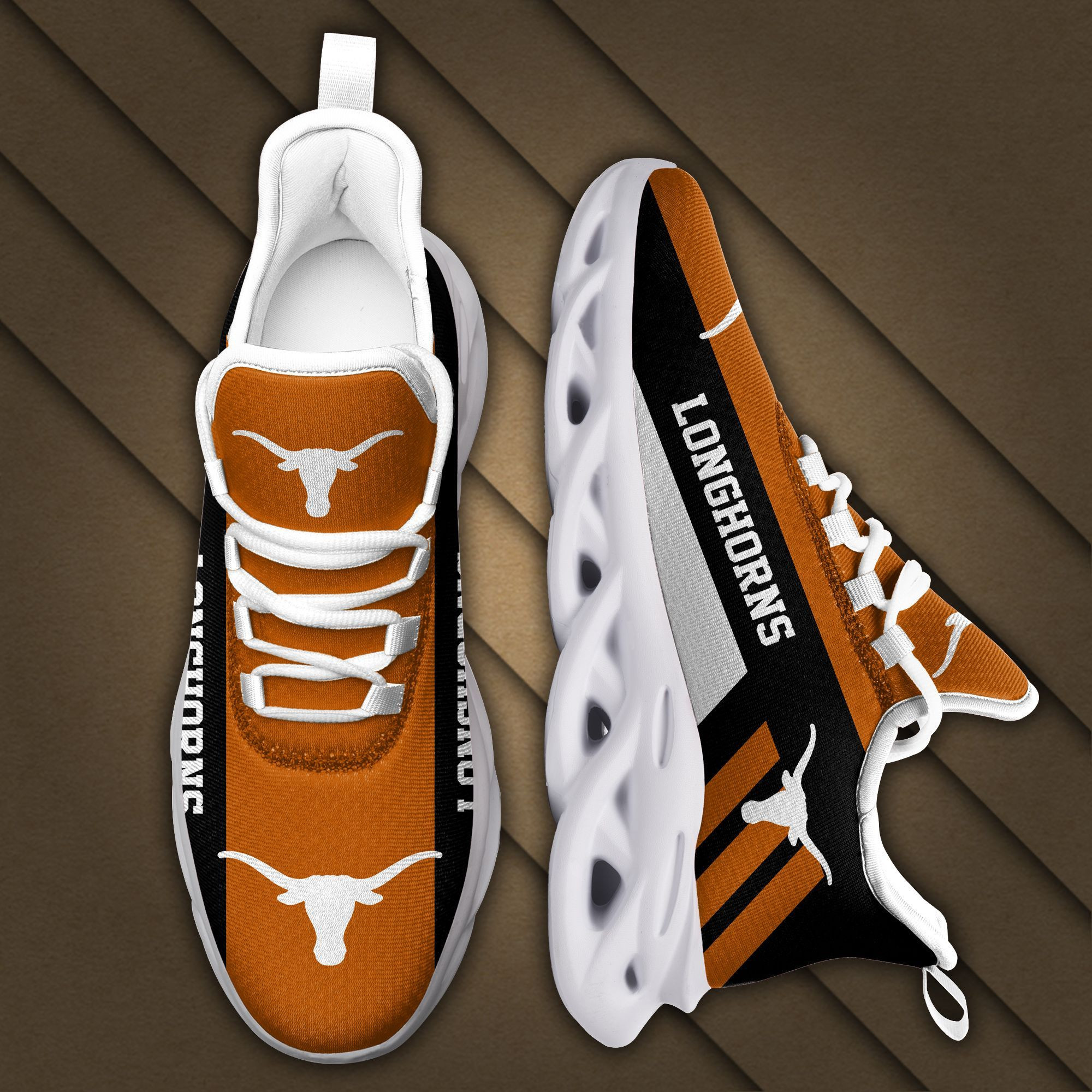 Texas Longhorns Max Soul Sneakers Shoes - Famjoys Texas Longhorns Max Soul Sneakers Shoes - Famjoys