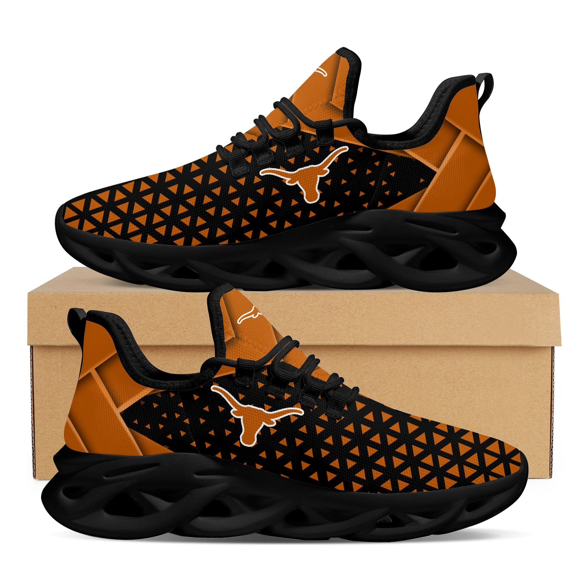 Texas Longhorns Max Soul Sneakers Shoes - Famjoys Texas Longhorns Max Soul Sneakers Shoes - Famjoys