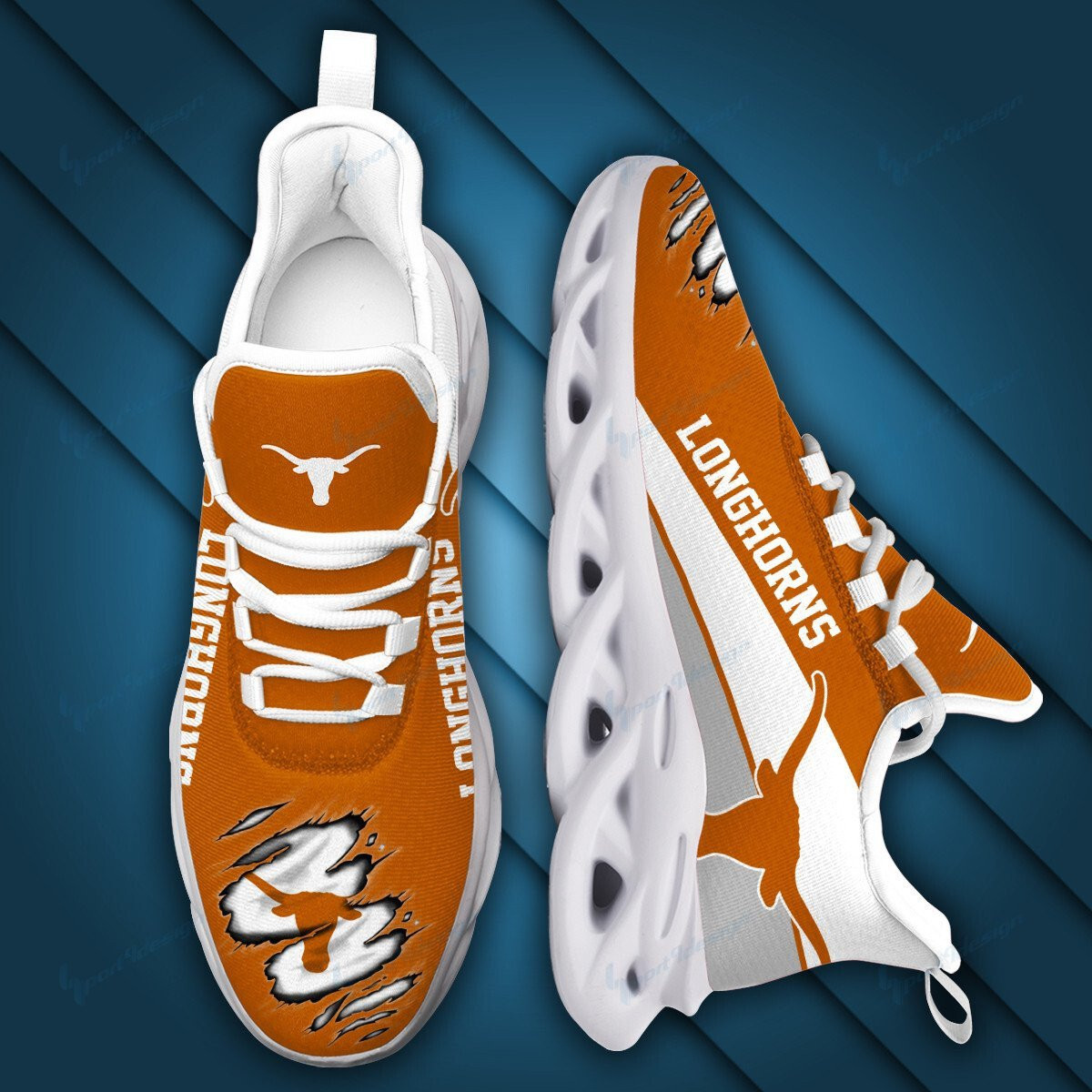 Texas Longhorns Max Soul YZ Running Sneakers 969 - Famjoys Texas Longhorns Max Soul YZ Running Sneakers 969 - Famjoys