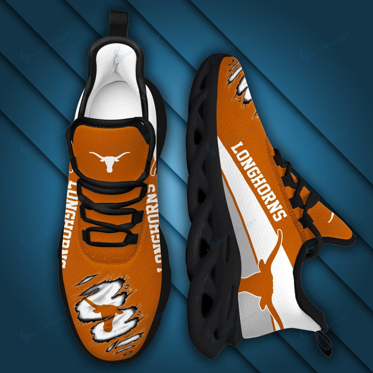 Texas Longhorns Max Soul YZ Running Sneakers 969 - Famjoys Texas Longhorns Max Soul YZ Running Sneakers 969 - Famjoys