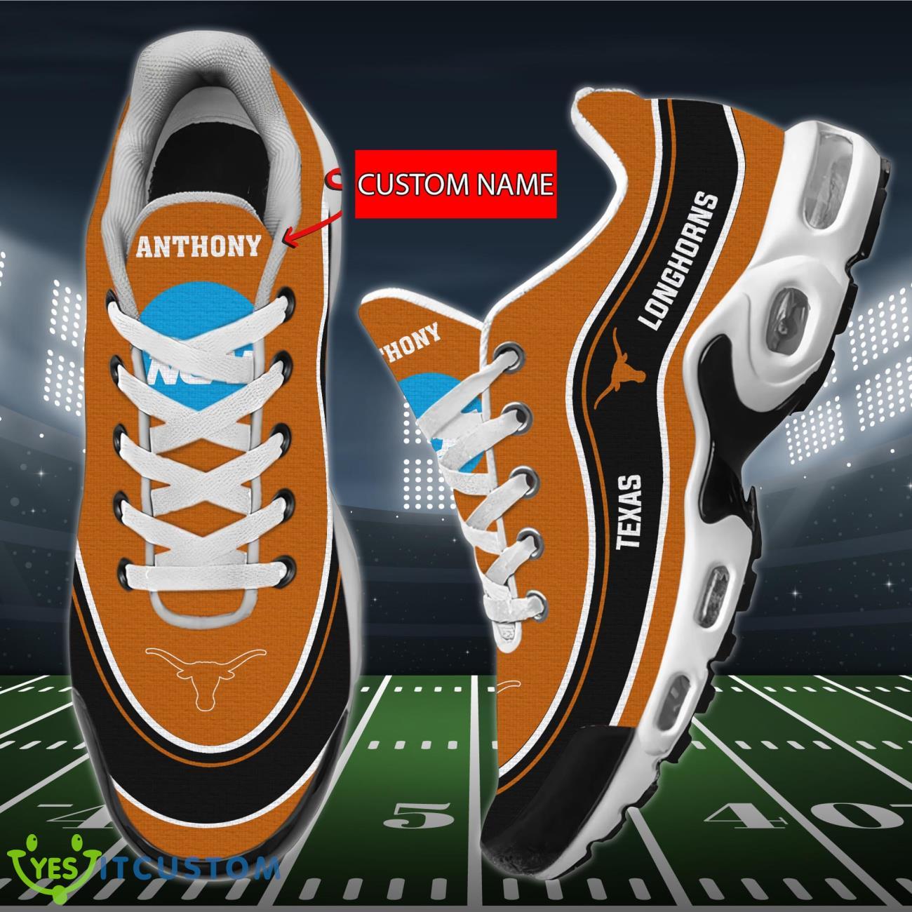 Texas Longhorns NCAA Personalized Name Air Cushion Sports Shoes Sneaker KLTNS220468 - Famjoys Texas Longhorns NCAA Personalized Name Air Cushion Sports Shoes Sneaker KLTNS220468 - Famjoys