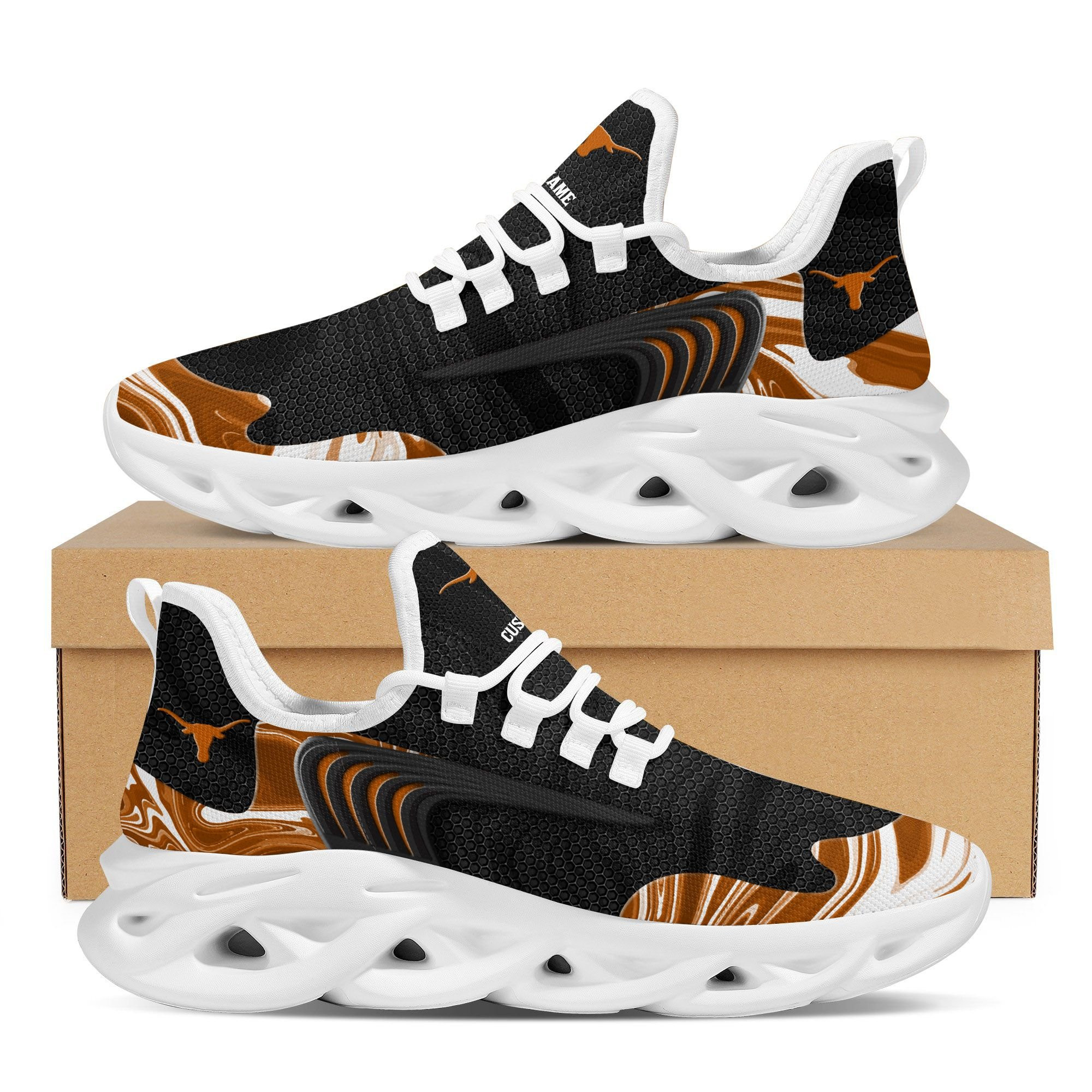 Texas Longhorns Team Custom Personalized With Name Max Soul Sneakers Shoes - Famjoys Texas Longhorns Team Custom Personalized With Name Max Soul Sneakers Shoes - Famjoys