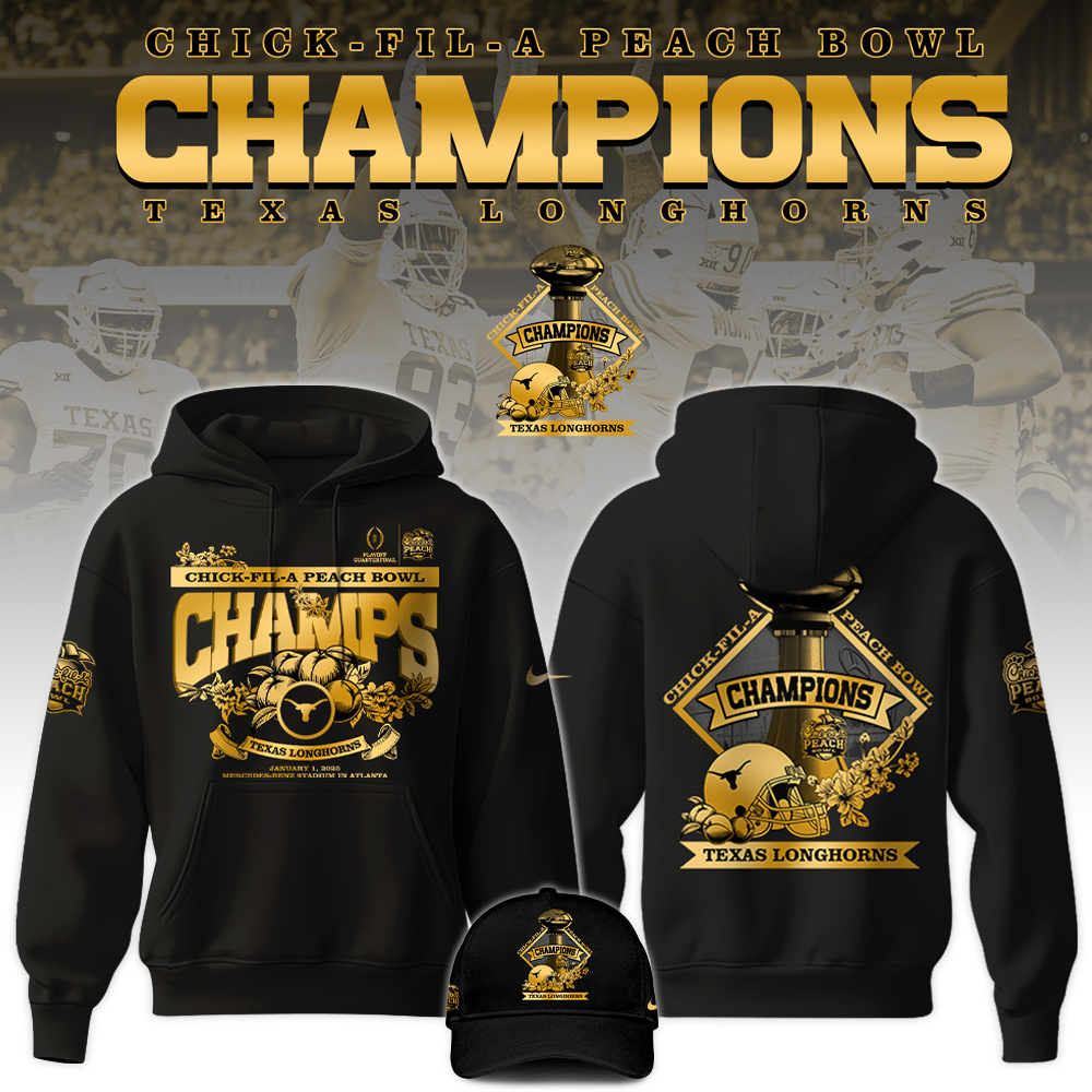 Texas Longhorns x Peach Bowl Champions Hoodie - Famjoys Texas Longhorns x Peach Bowl Champions Hoodie - Famjoys
