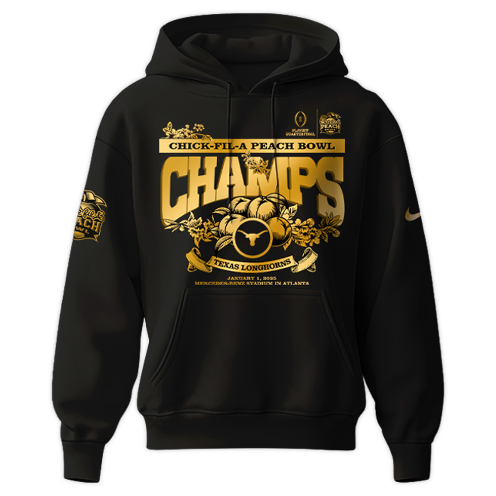 Texas Longhorns x Peach Bowl Champions Hoodie - Famjoys Texas Longhorns x Peach Bowl Champions Hoodie - Famjoys