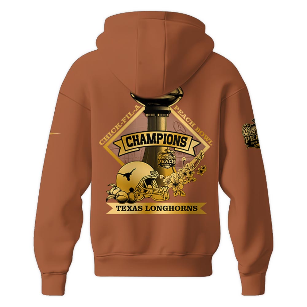 Texas Longhorns x Peach Bowl Champions Hoodie v2 - Famjoys Texas Longhorns x Peach Bowl Champions Hoodie v2 - Famjoys