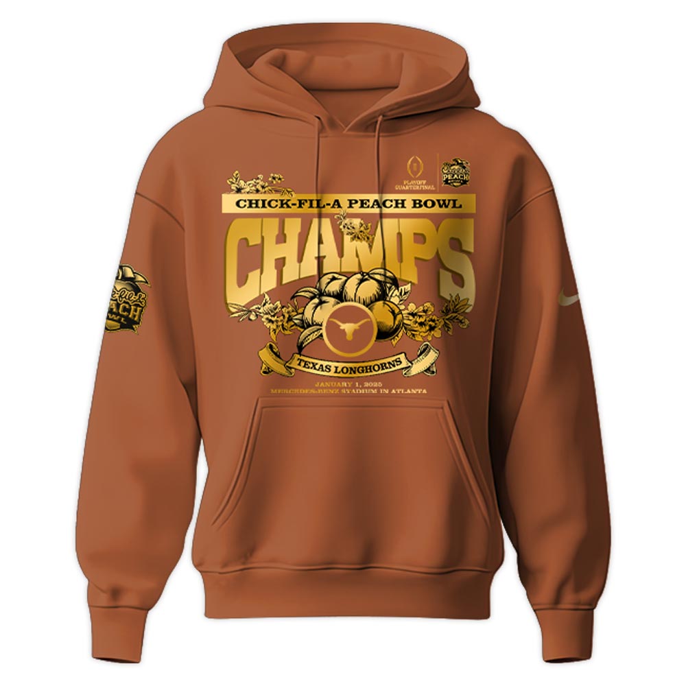 Texas Longhorns x Peach Bowl Champions Hoodie v2 - Famjoys Texas Longhorns x Peach Bowl Champions Hoodie v2 - Famjoys