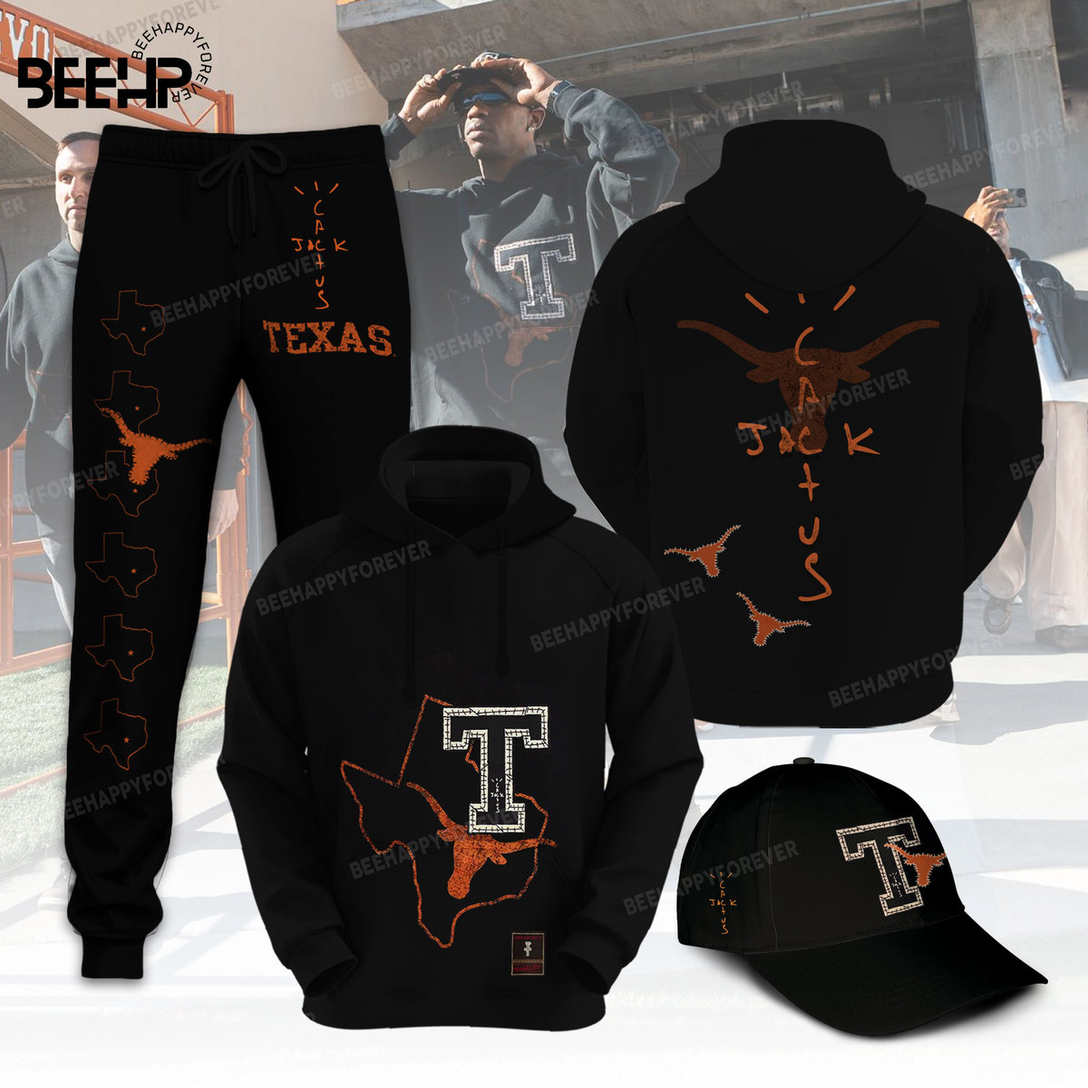 Texas Longhorns x Travis Scott Cactus Jack Combo - Famjoys Texas Longhorns x Travis Scott Cactus Jack Combo - Famjoys