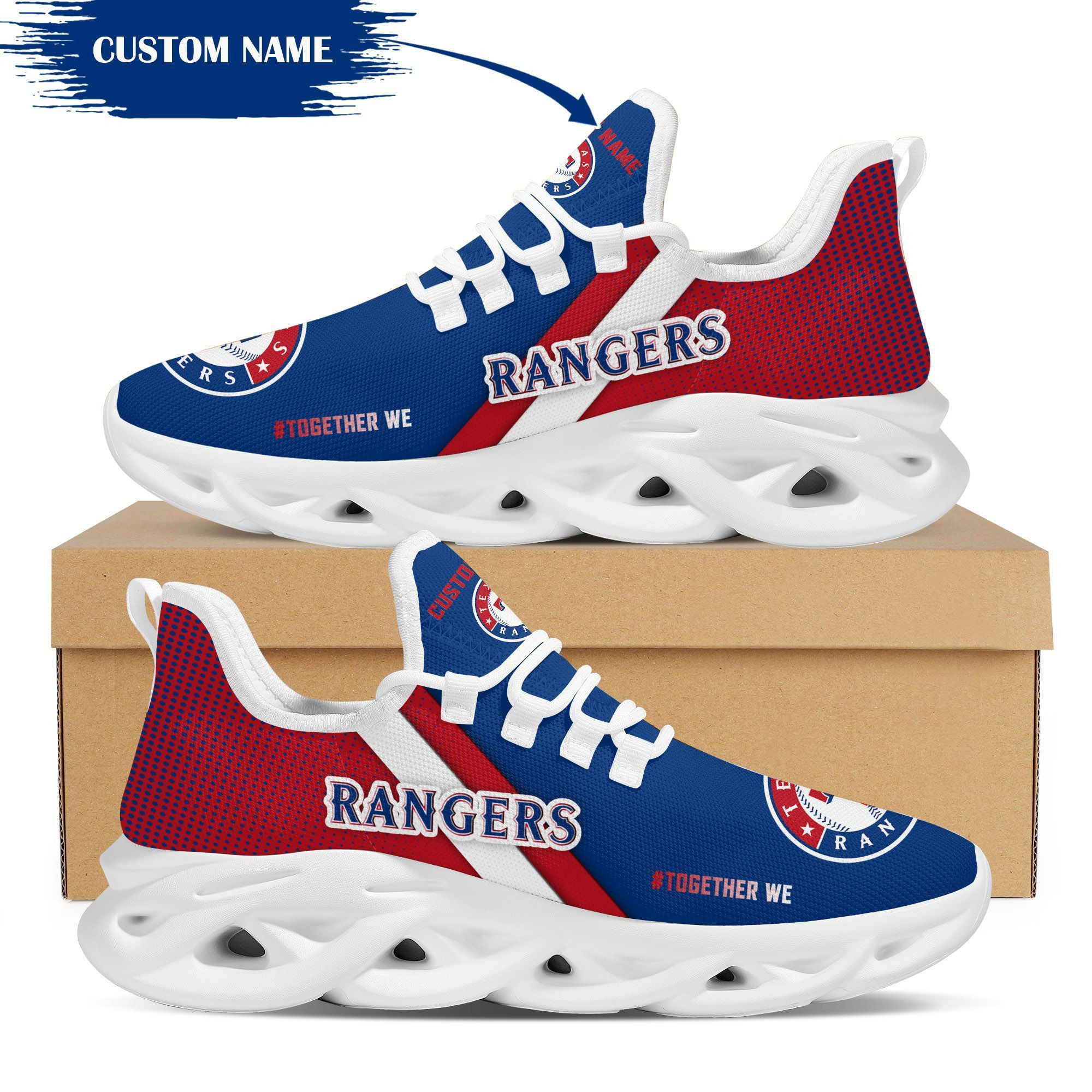 Texas Rangers Custom Personalized Max Soul Sneakers Shoes - Famjoys Texas Rangers Custom Personalized Max Soul Sneakers Shoes - Famjoys